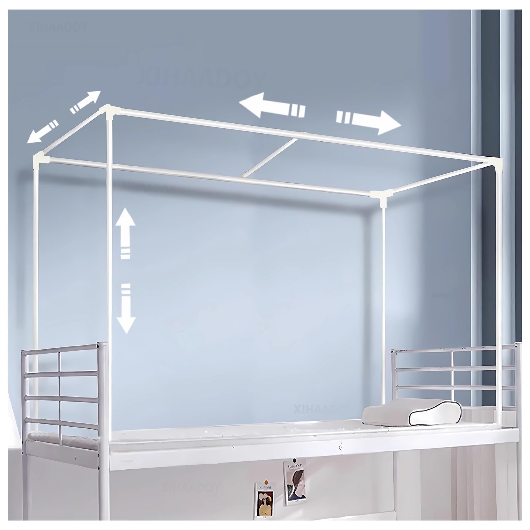 Canopy Bed Frame, Retractable Bunk Bed Tent Canopy, Bed Canopy Support for Single Bed
