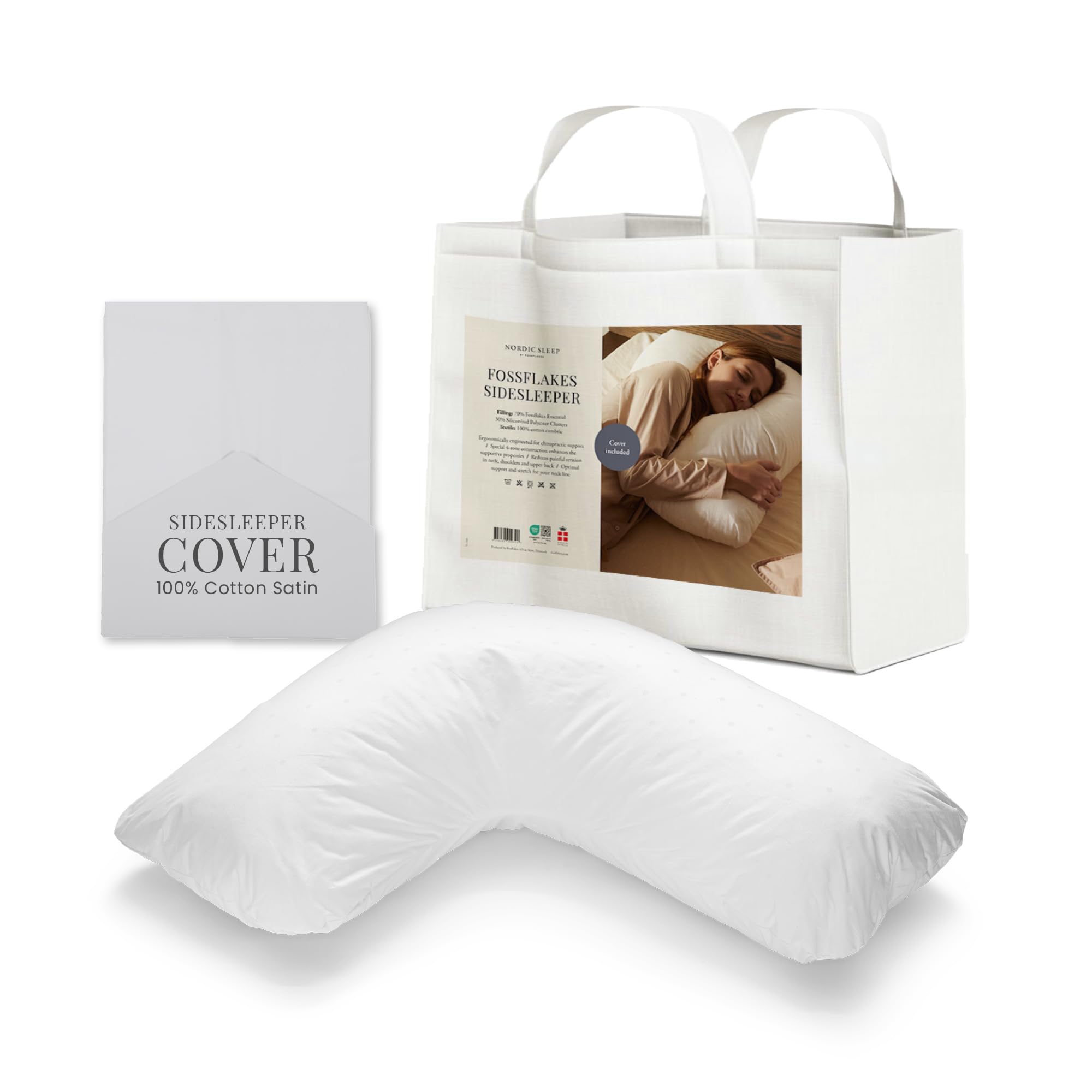 Nordic Sleep SideSleeper Pillow with Cover – Hypoallergenic