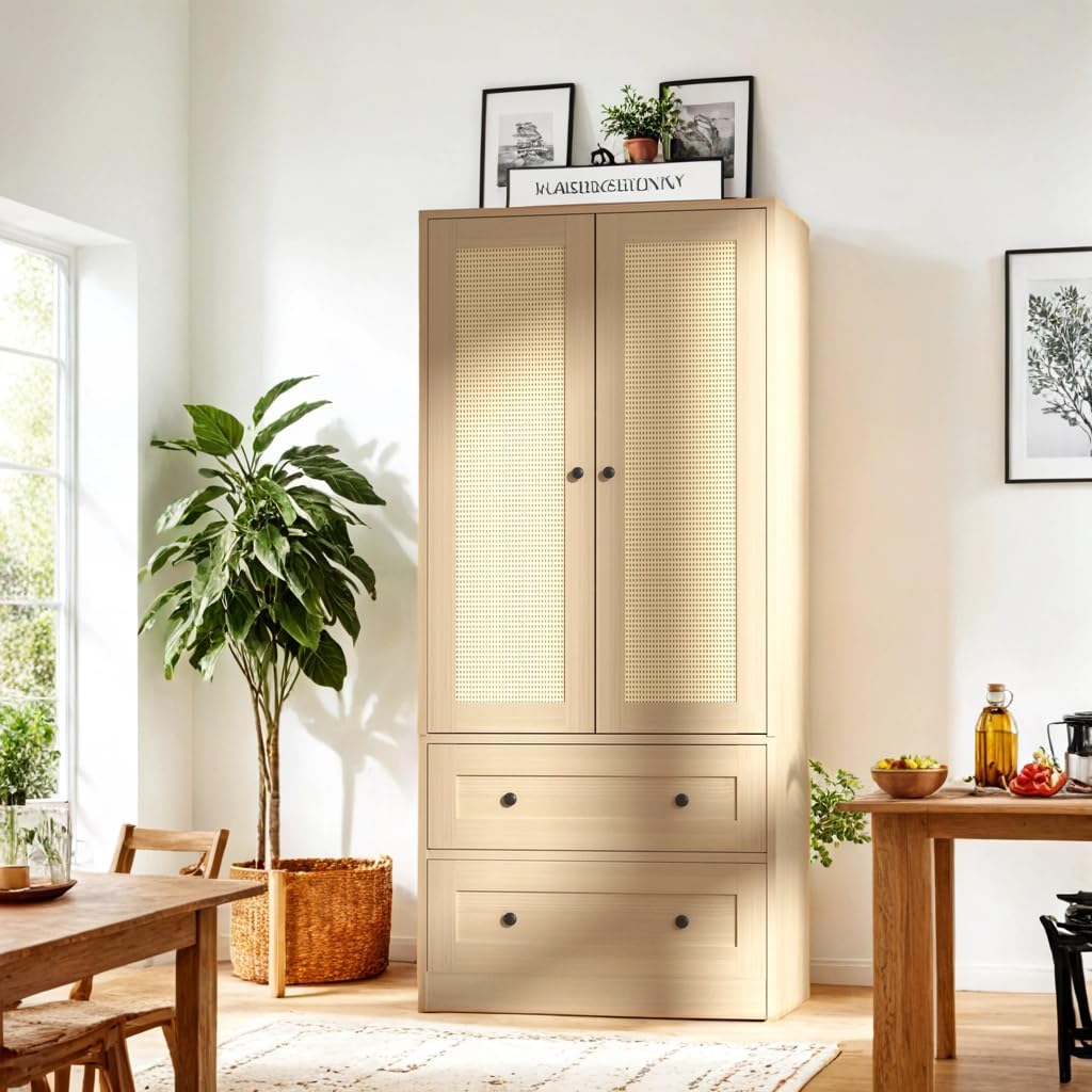 64.2" Tall Storage Cabinet with Doors and Drawers