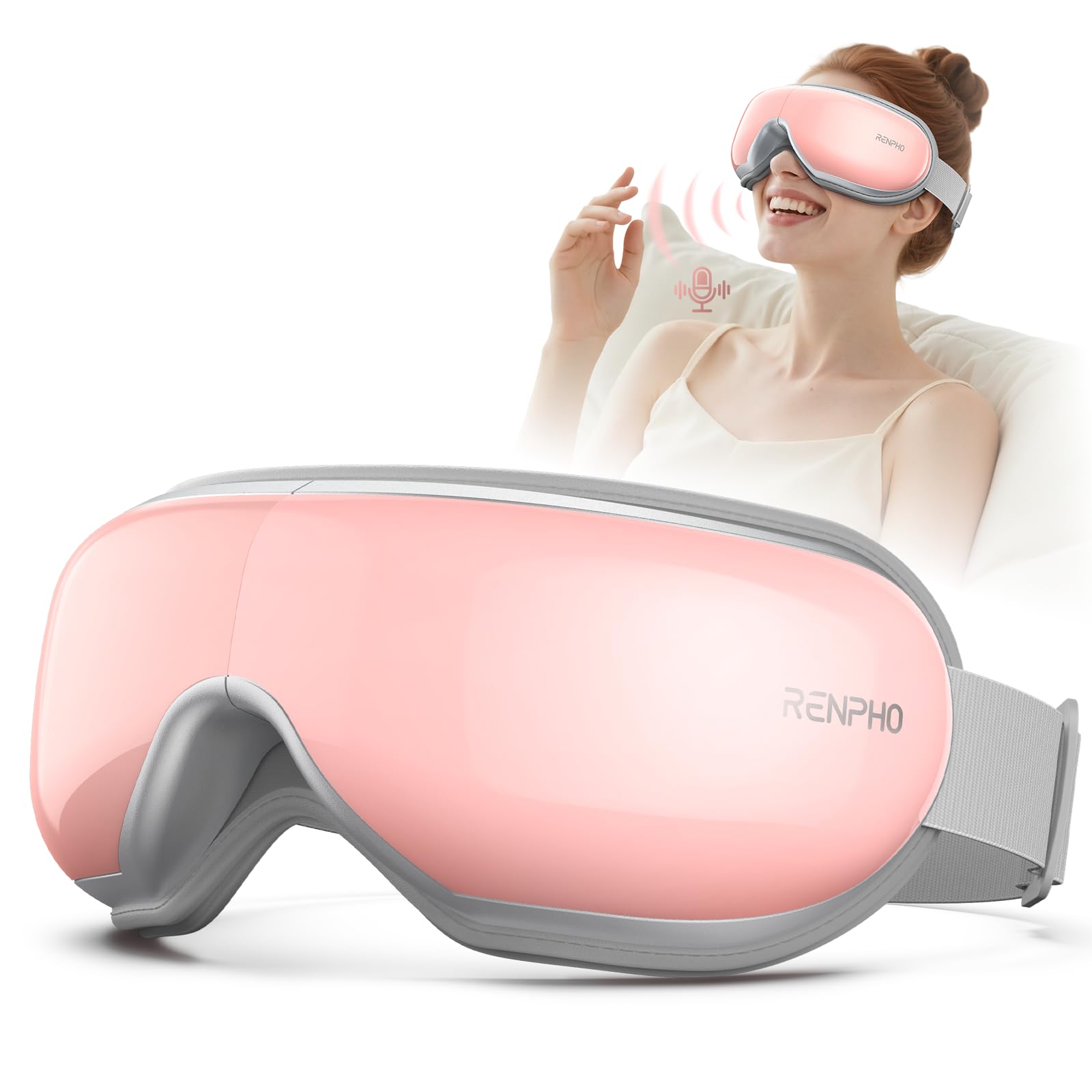 Eye Massager with Voice Controlled for Migraines, Birthday Gift for Women Her Mom