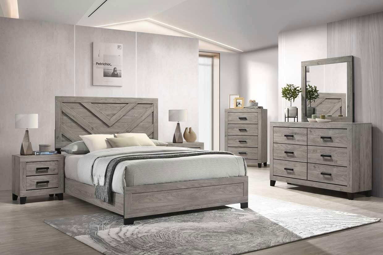 Napa Farmhouse 6-Piece Bedroom Set - Bed Frame with Headboard, Chest