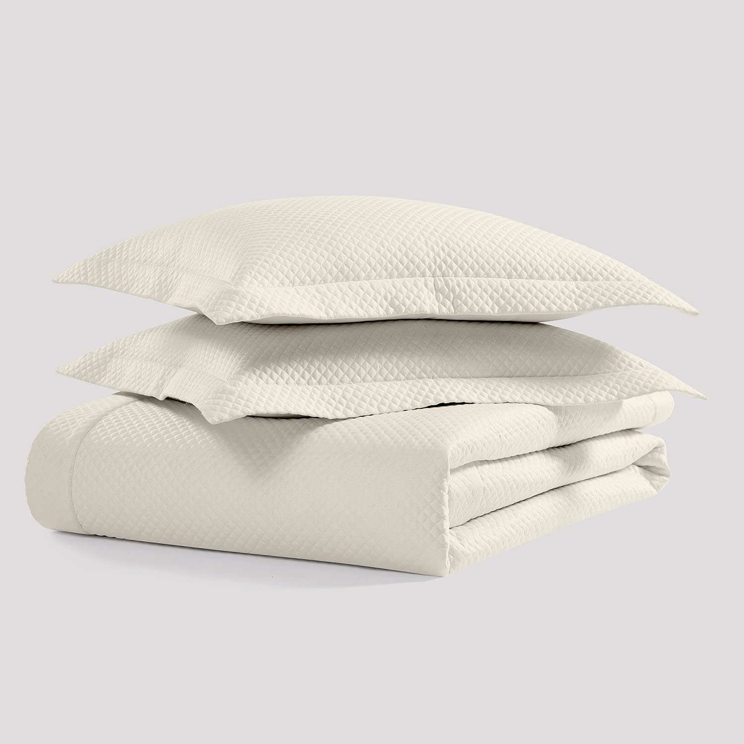 Super Soft Diamond Quilted Coverlet Set for All Seasons, 100% Giza Egyptian Cotton