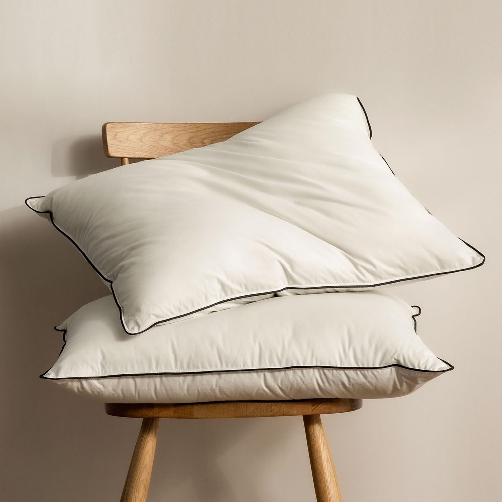 Feather Down Pillows King Size Set of 2, Luxury 3-Chamber Feather Down