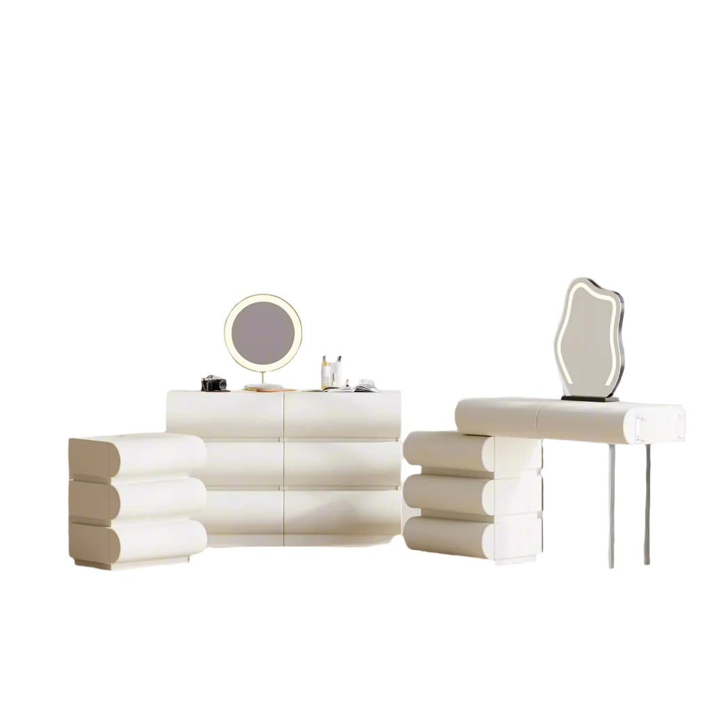 Smart Nightstand with Drawers Modern White Leather Nightstands