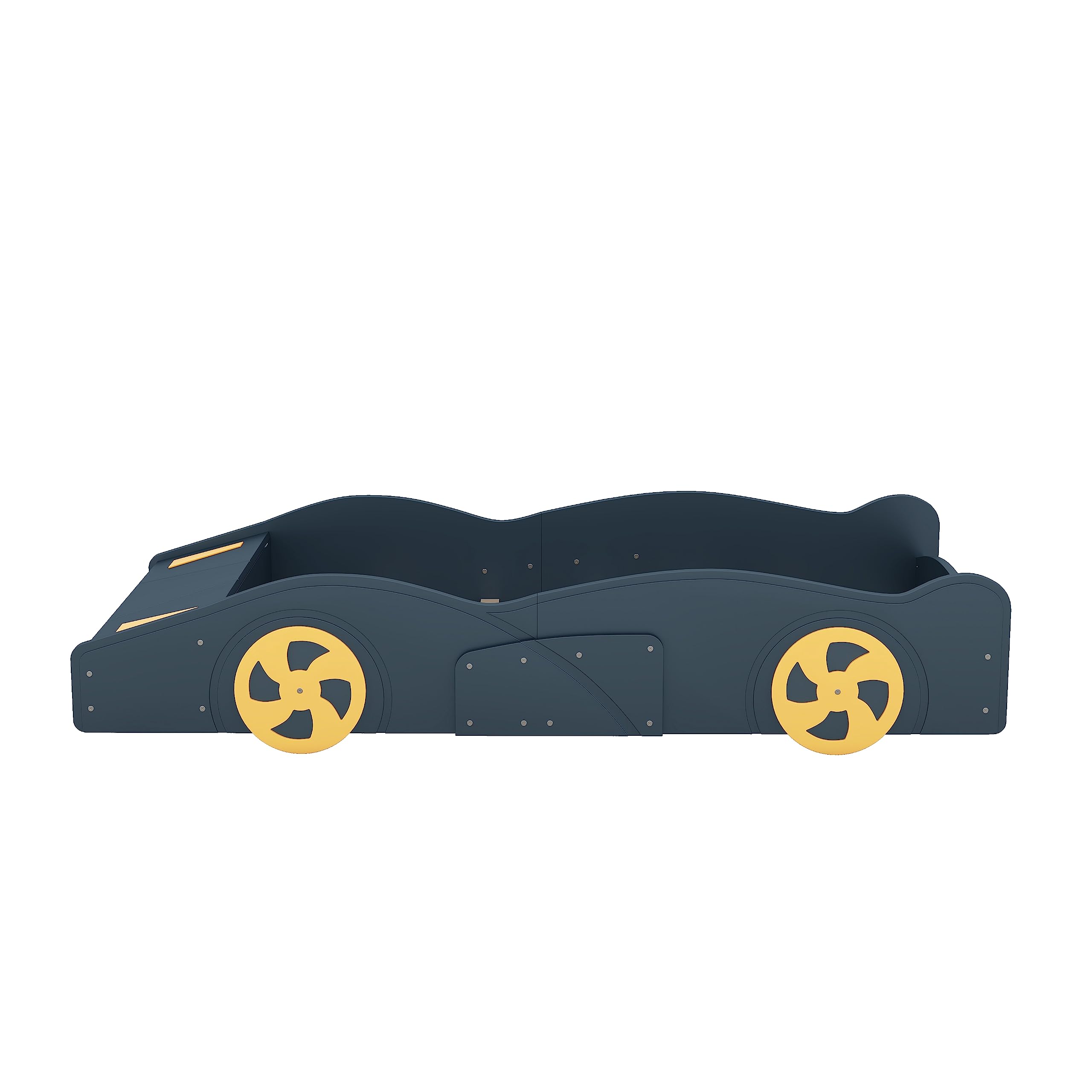 Twin Size Car Shaped Bed with Storage and Wheels for Boys Kids