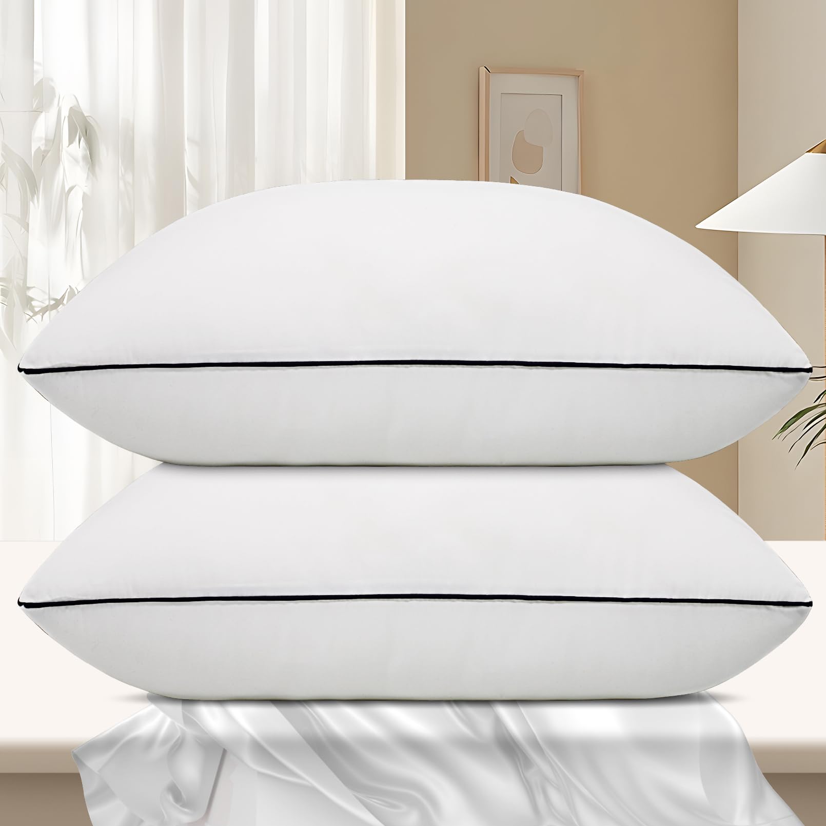 Collection Bed Pillows for Sleeping 2 Pack Standard Size Cooling Pillows Set
