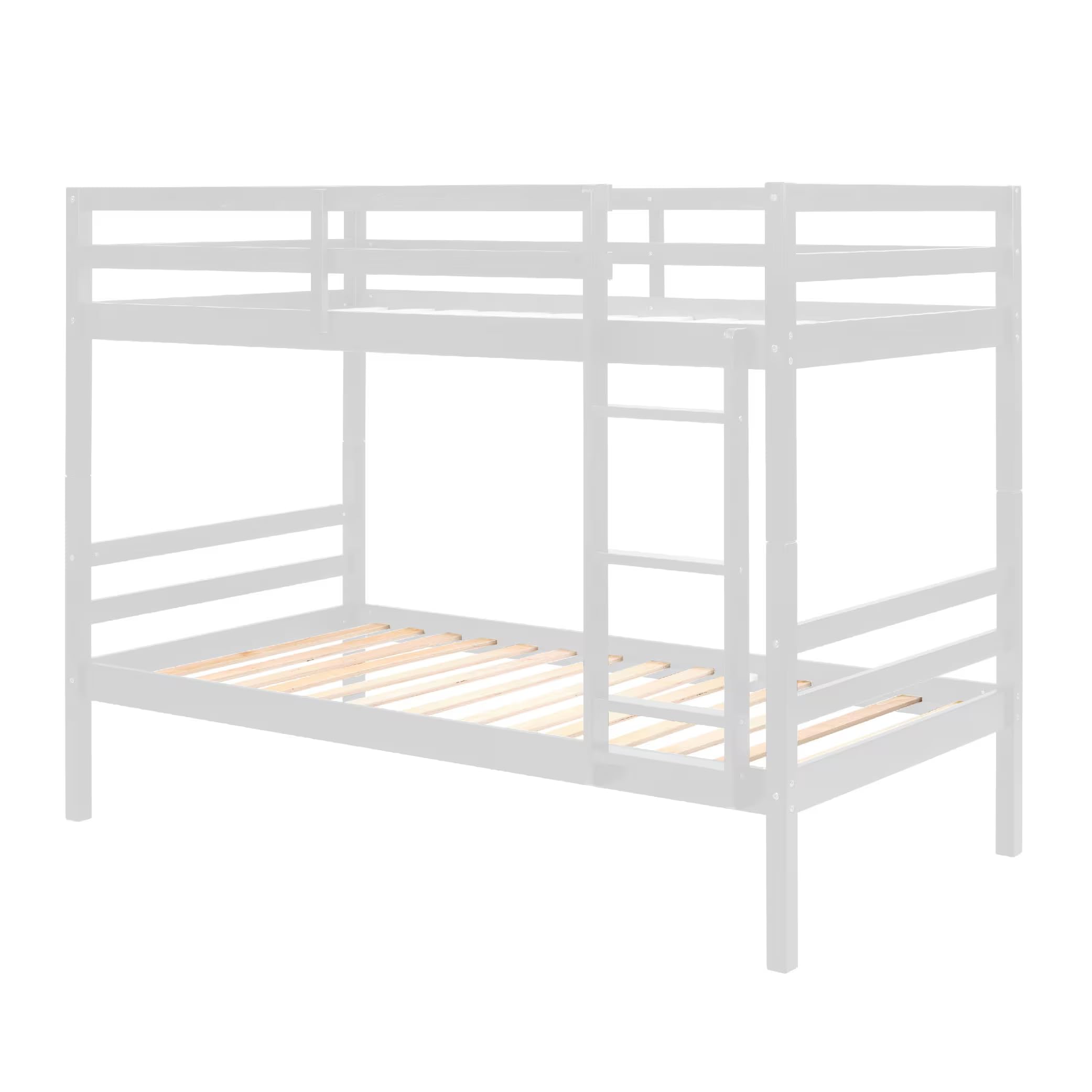 Duty Metal Bunk Bed – Twin Over Twin, Built-in Ladder and Protective Rails