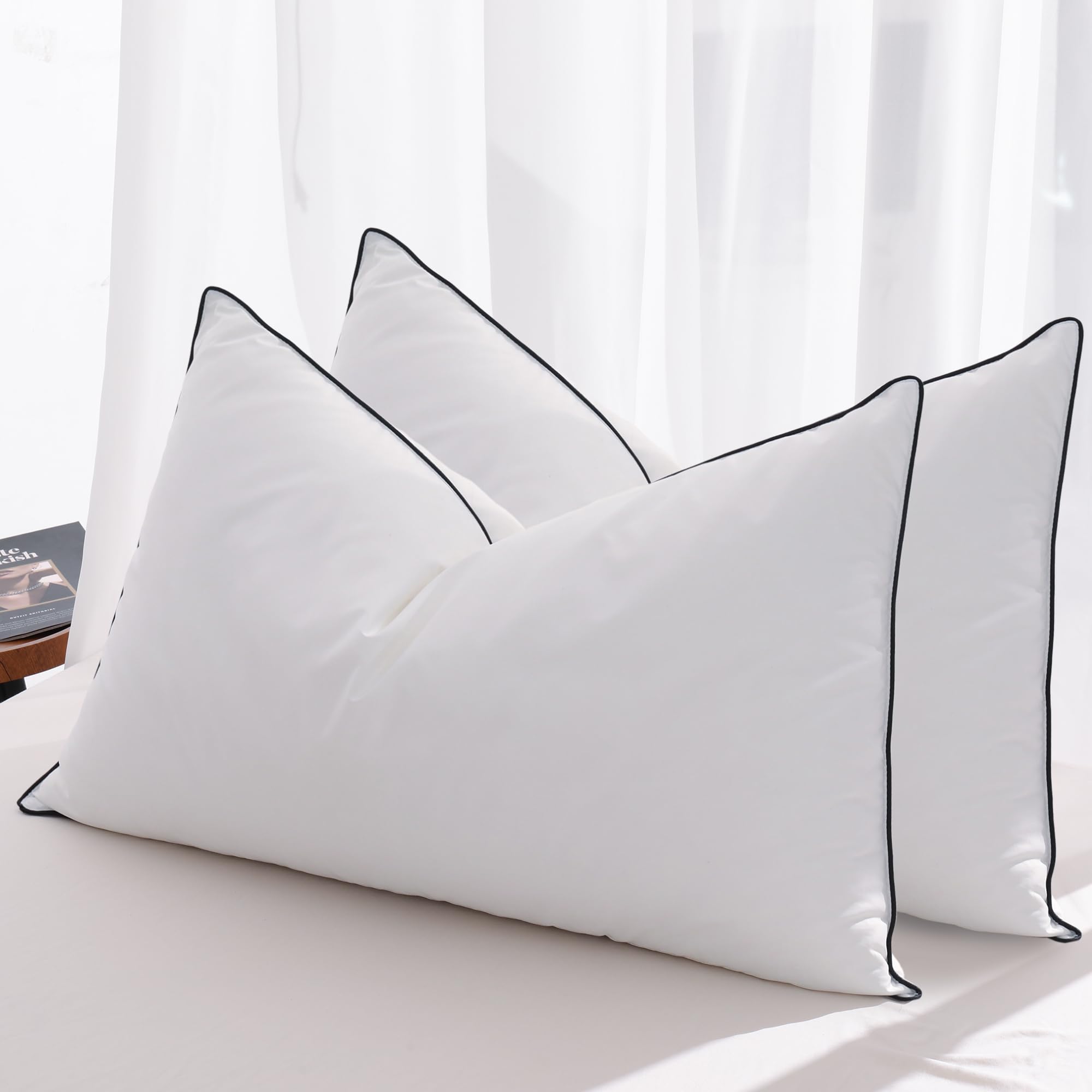 Feather Down Pillows King Size Set of 2, Luxury Hotel Collection Bed Pillow 2 Pack,