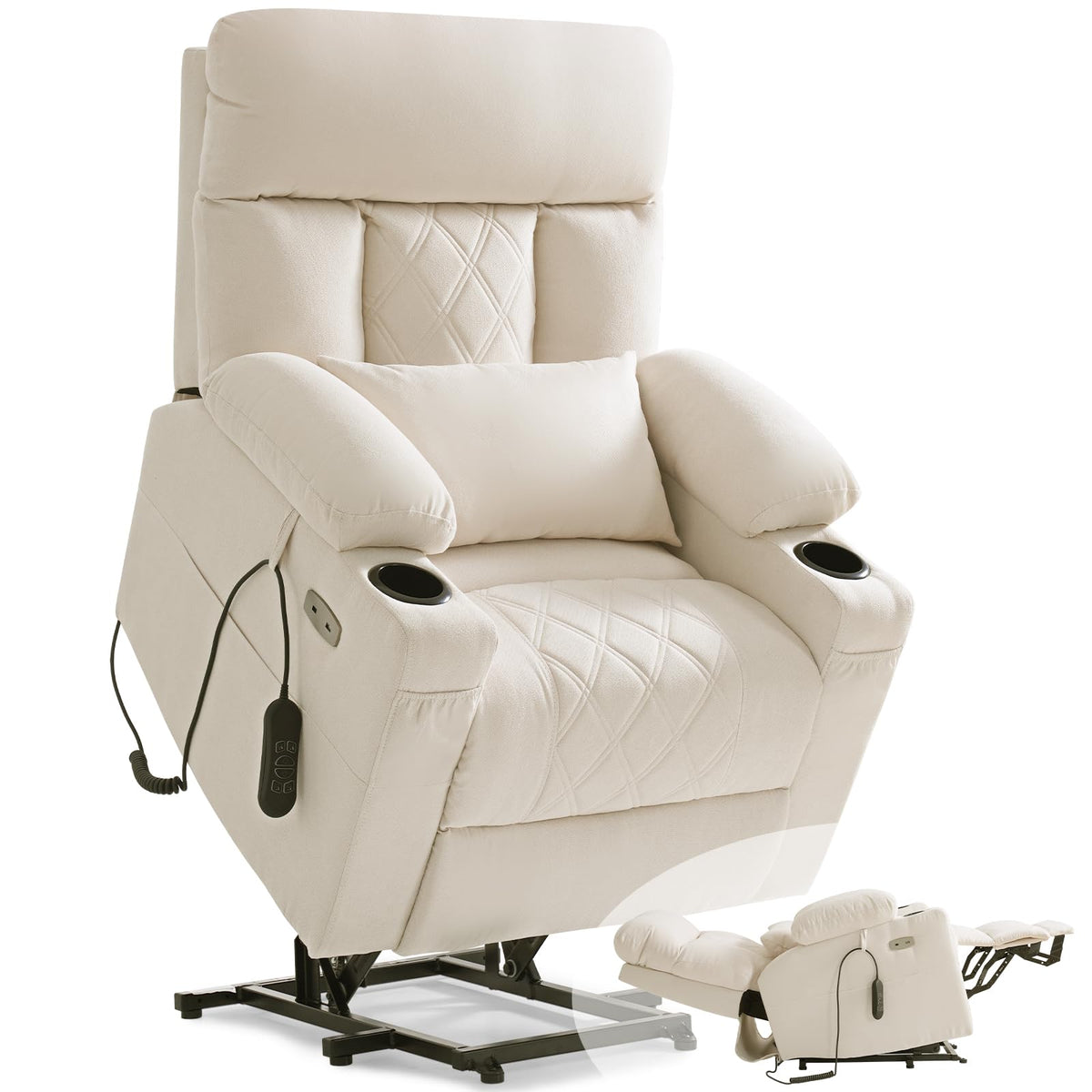 Triple Motor Power Lift Recliner Chair with Adjustable Headrest