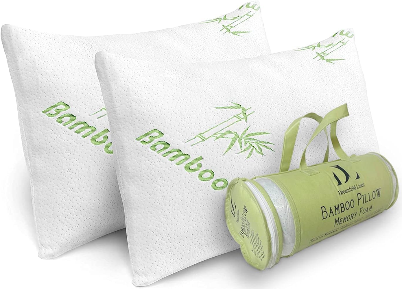 Foam Bamboo Pillows King Size Set of 2 [Adjustable] for Sleeping