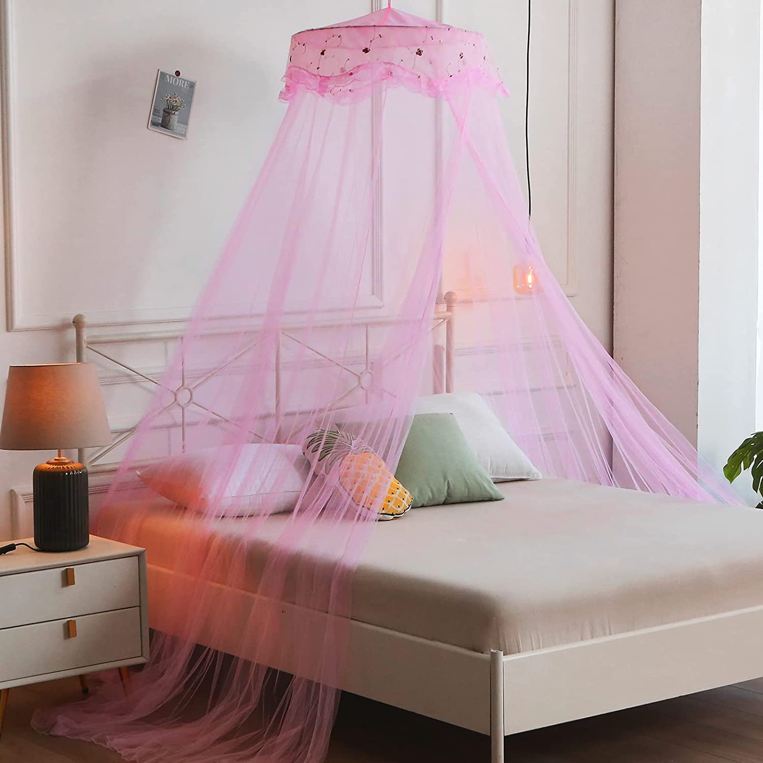 Mosquito Net Bed Canopy for Girls,King Canopy Bed Curtains Queen Size from Ceiling