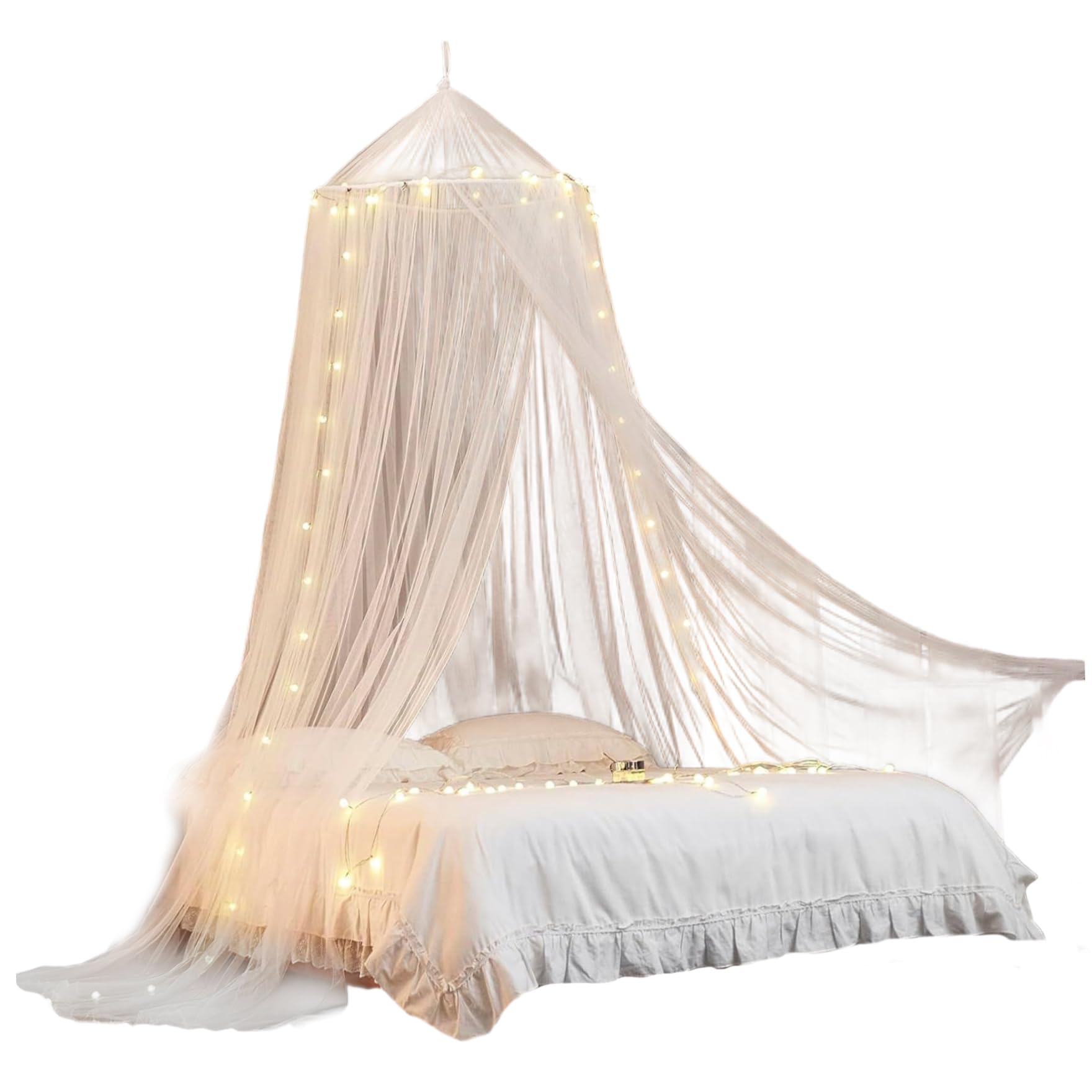 Bed Canopy with Lights, Princess Bed Canopy for Girls, Extra Large Dome Foldable
