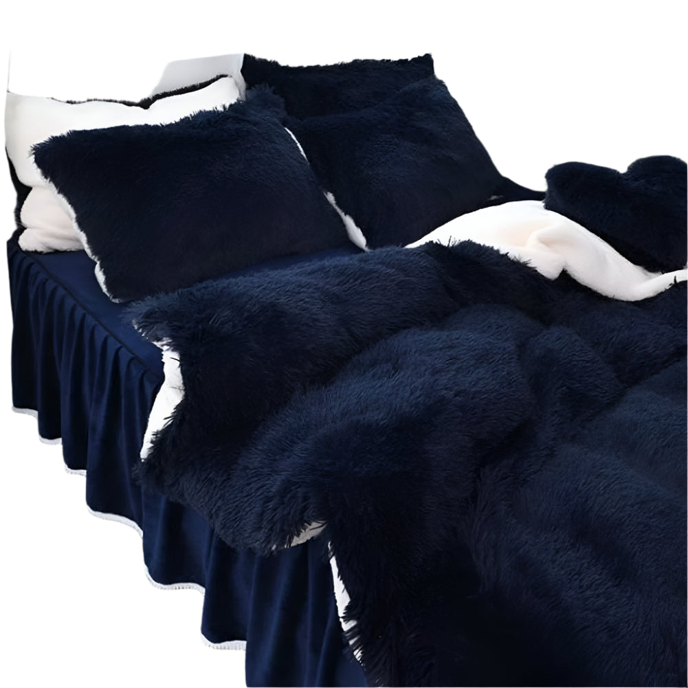 Shaggy Flannel Velvet Duvet Cover Set,Ultra Soft Comforter Cover Elegant Quilt Cover