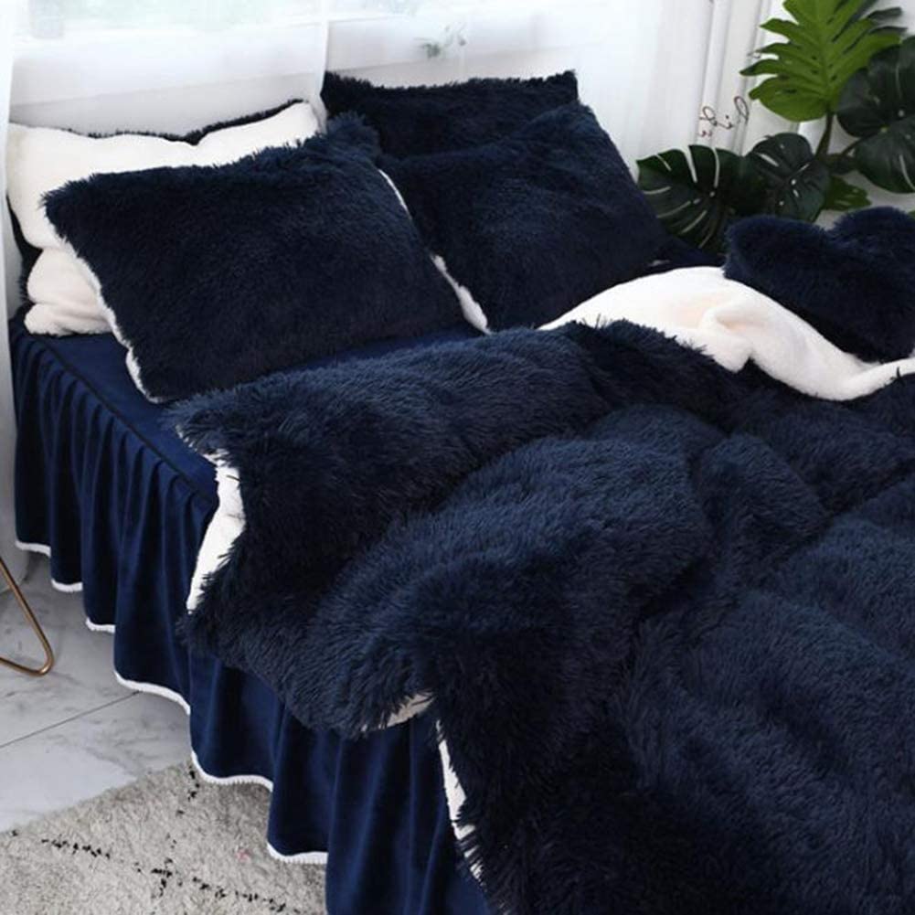 Shaggy Flannel Velvet Duvet Cover Set,Ultra Soft Comforter Cover Elegant Quilt Cover