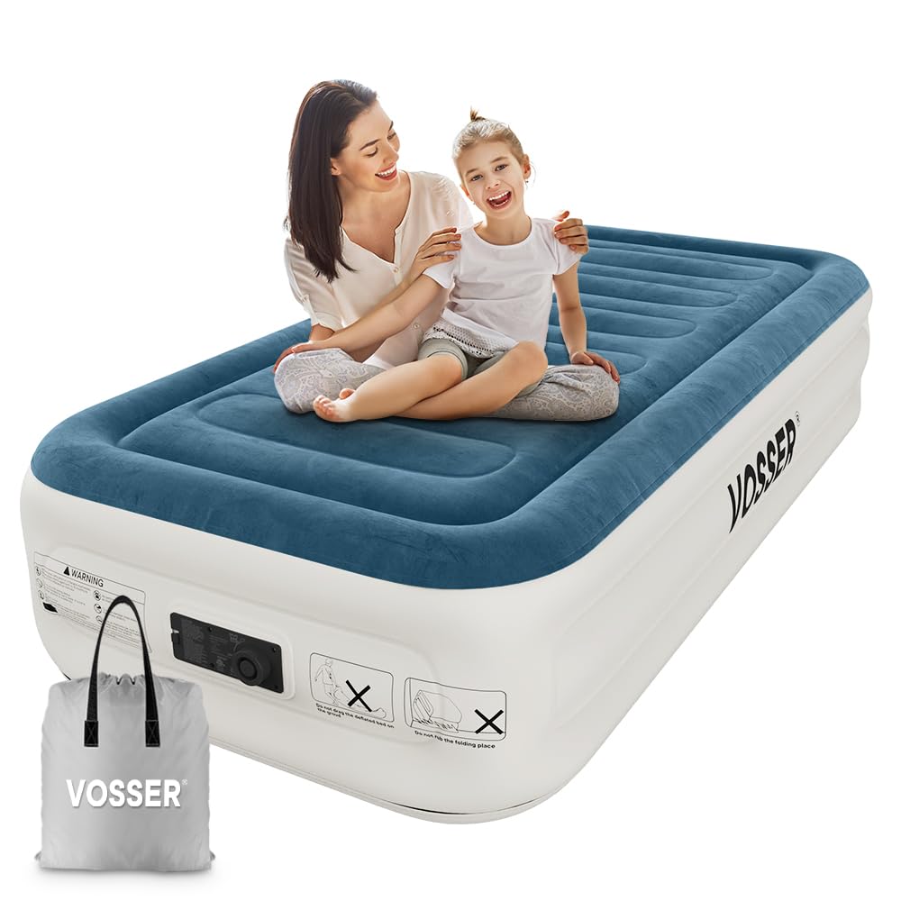 Twin Air Mattress with Built-in Pump,Fast & Easy Inflation/Deflation Inflatable Mattress