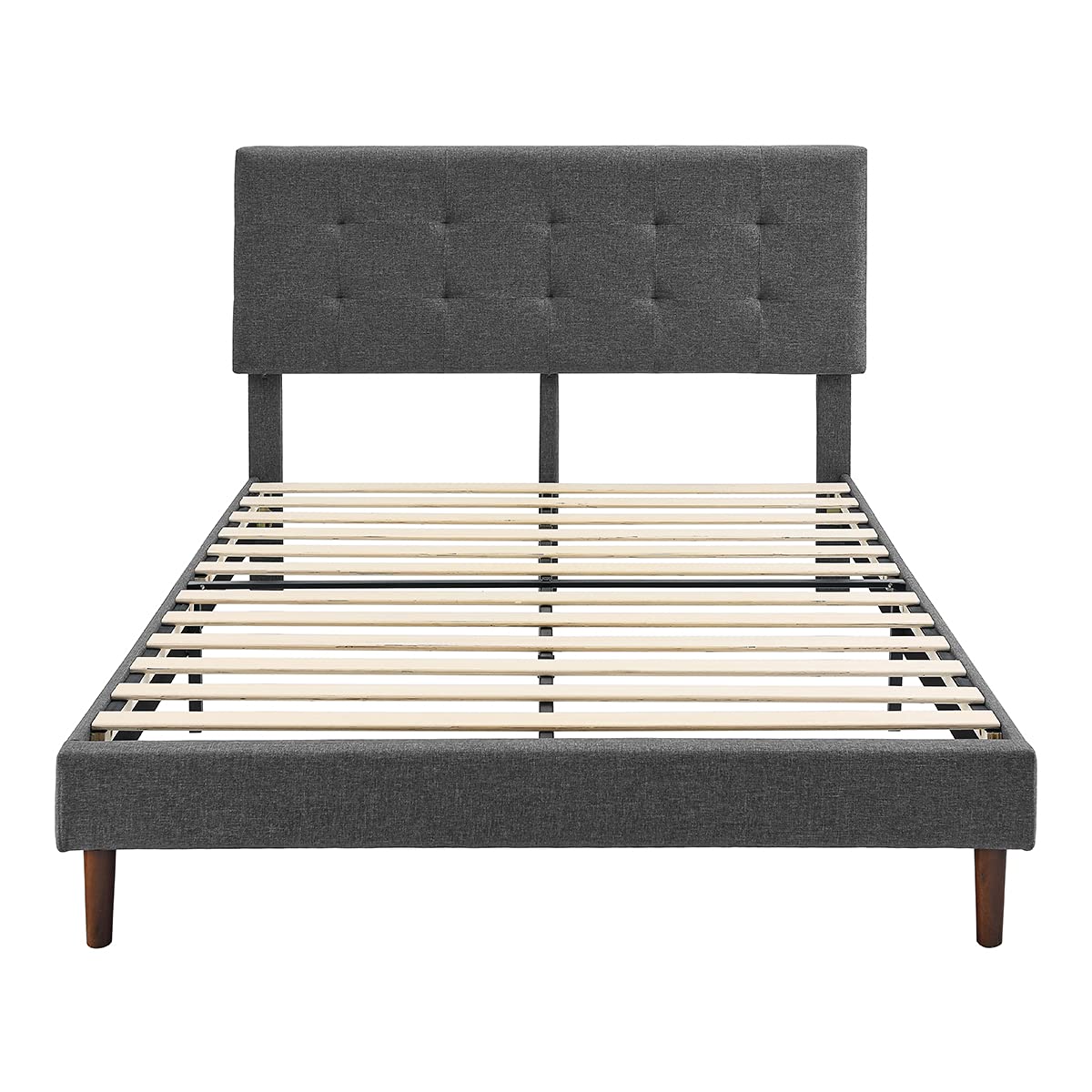 King Bed Frame with Adjustable Height Headboard,Tufted Upholstered Platform Bed
