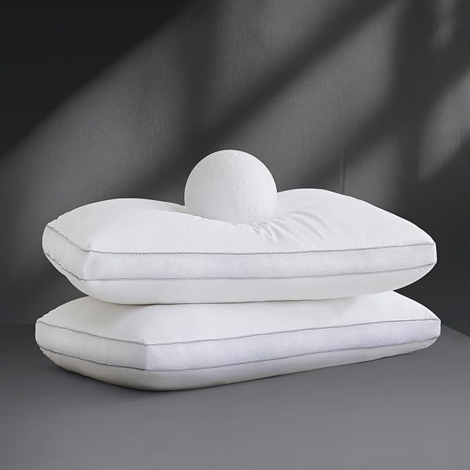 Goose Down Bed Pillows Queen Size Set of 2 (White), Hotel Collection Pillows for Sleeping