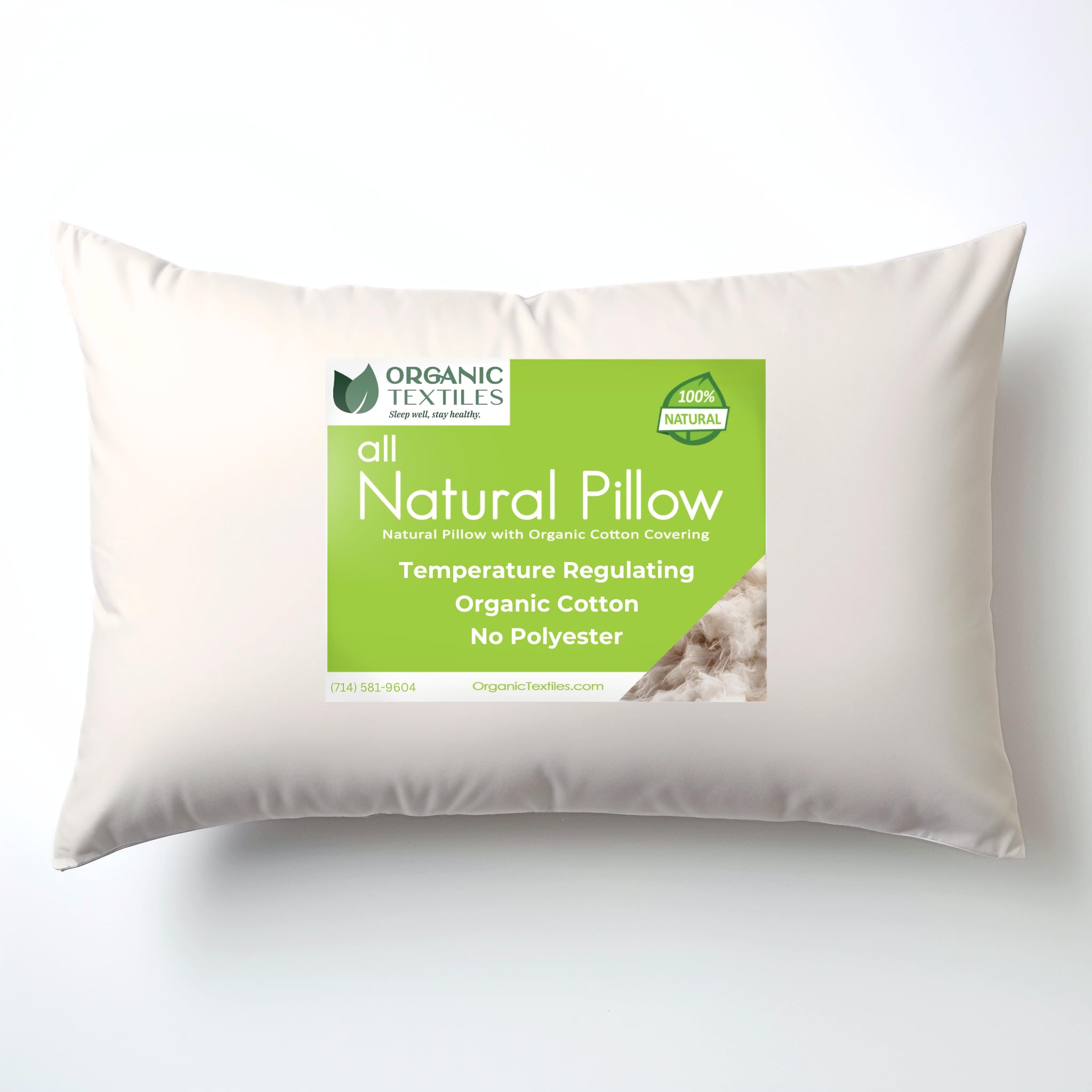 Organic Cotton Pillow with Organic Cotton Cover (Queen Size) GOTS Certified