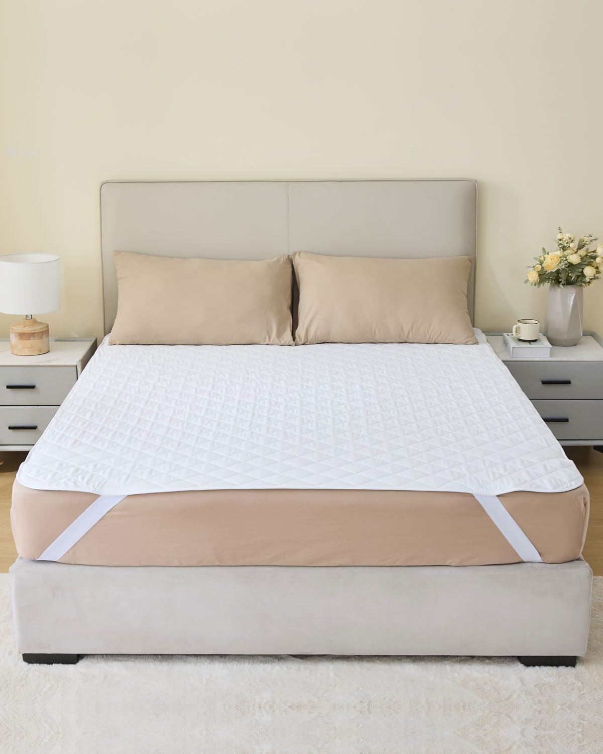California King Size Bed Pads (72"x84") with Straps (1 Pack), Washable and Waterproof