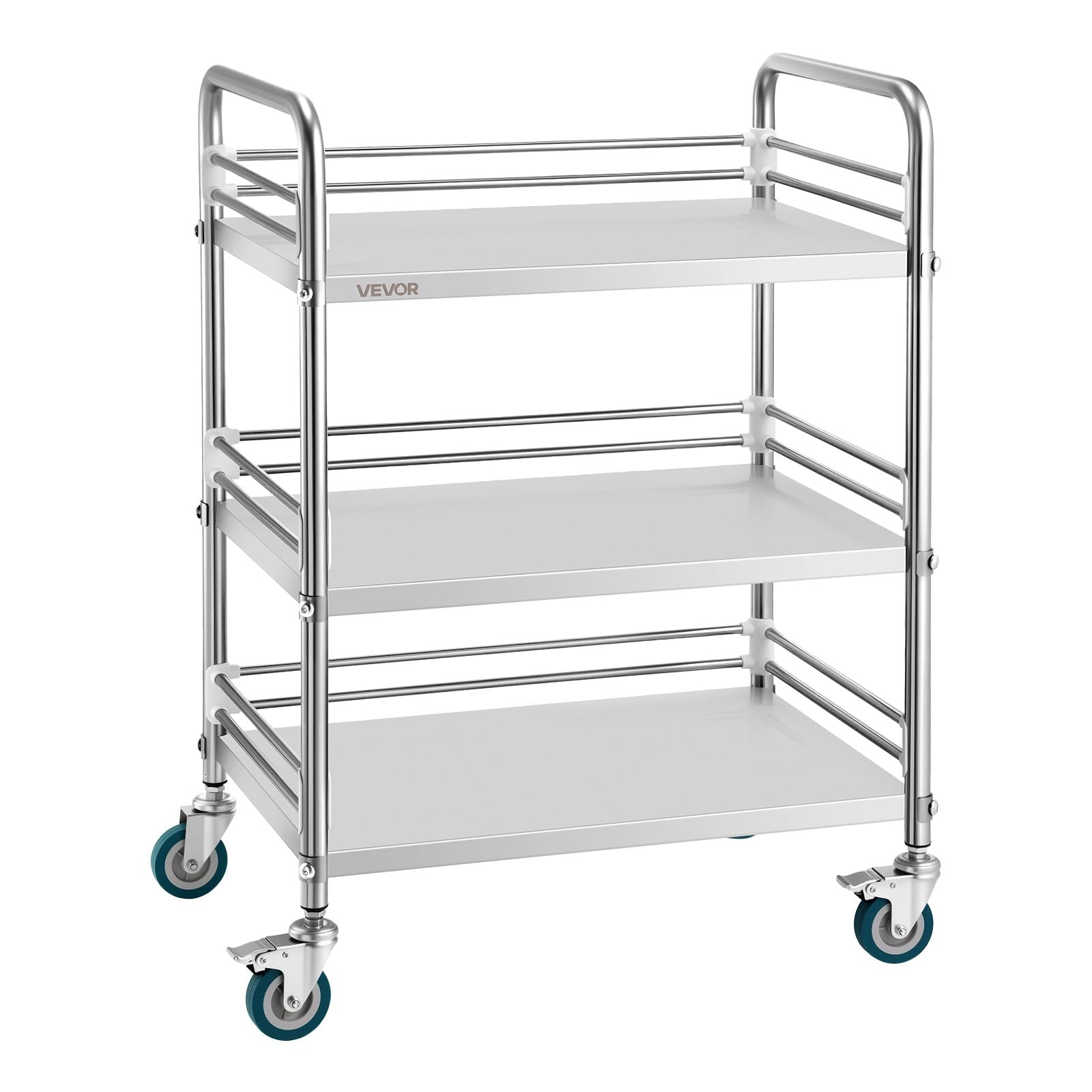 Stainless Steel Rolling Utility Cart with Lockable Wheels