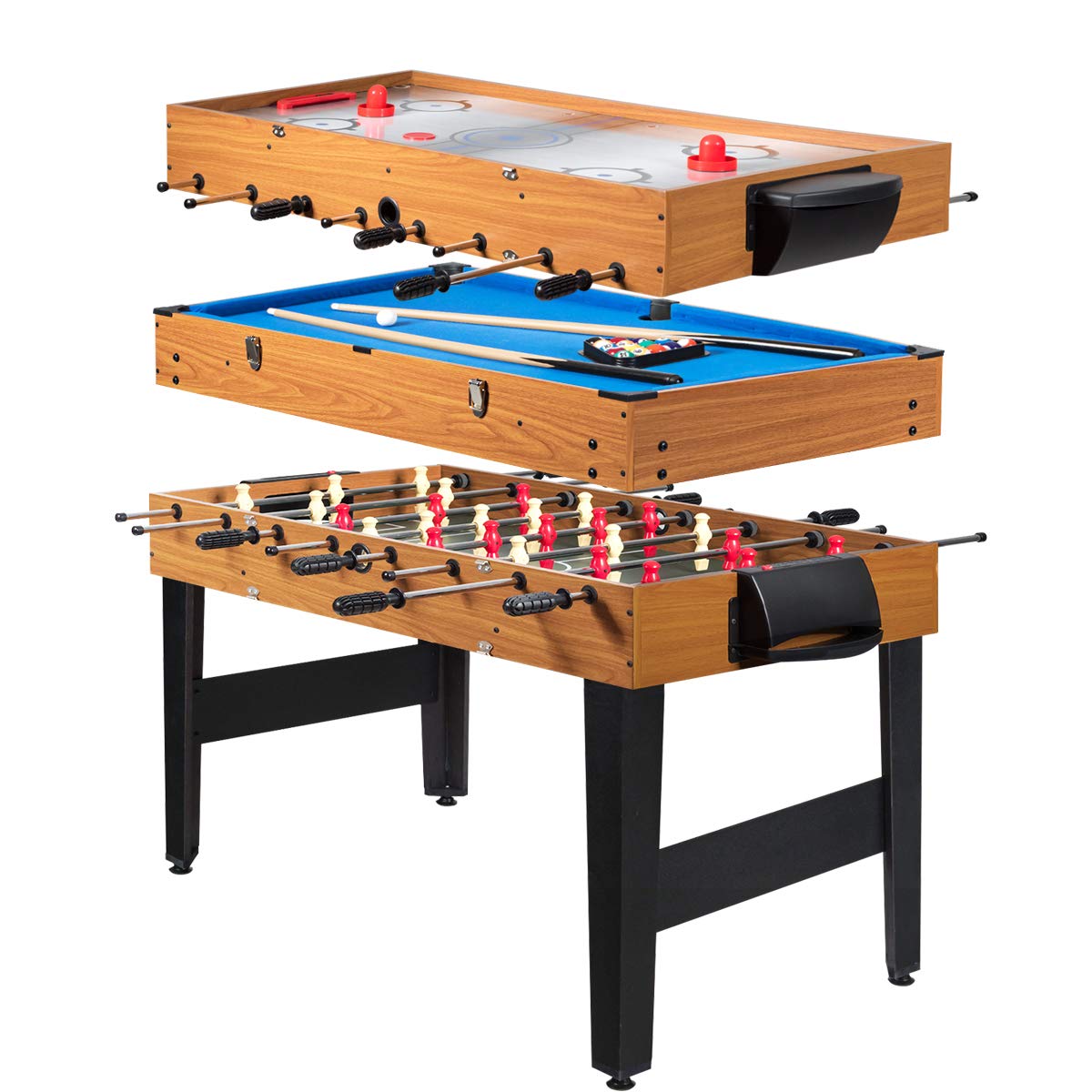 48" 3-in-1 Combo Game Table – Foosball, Billiard & Air Hockey