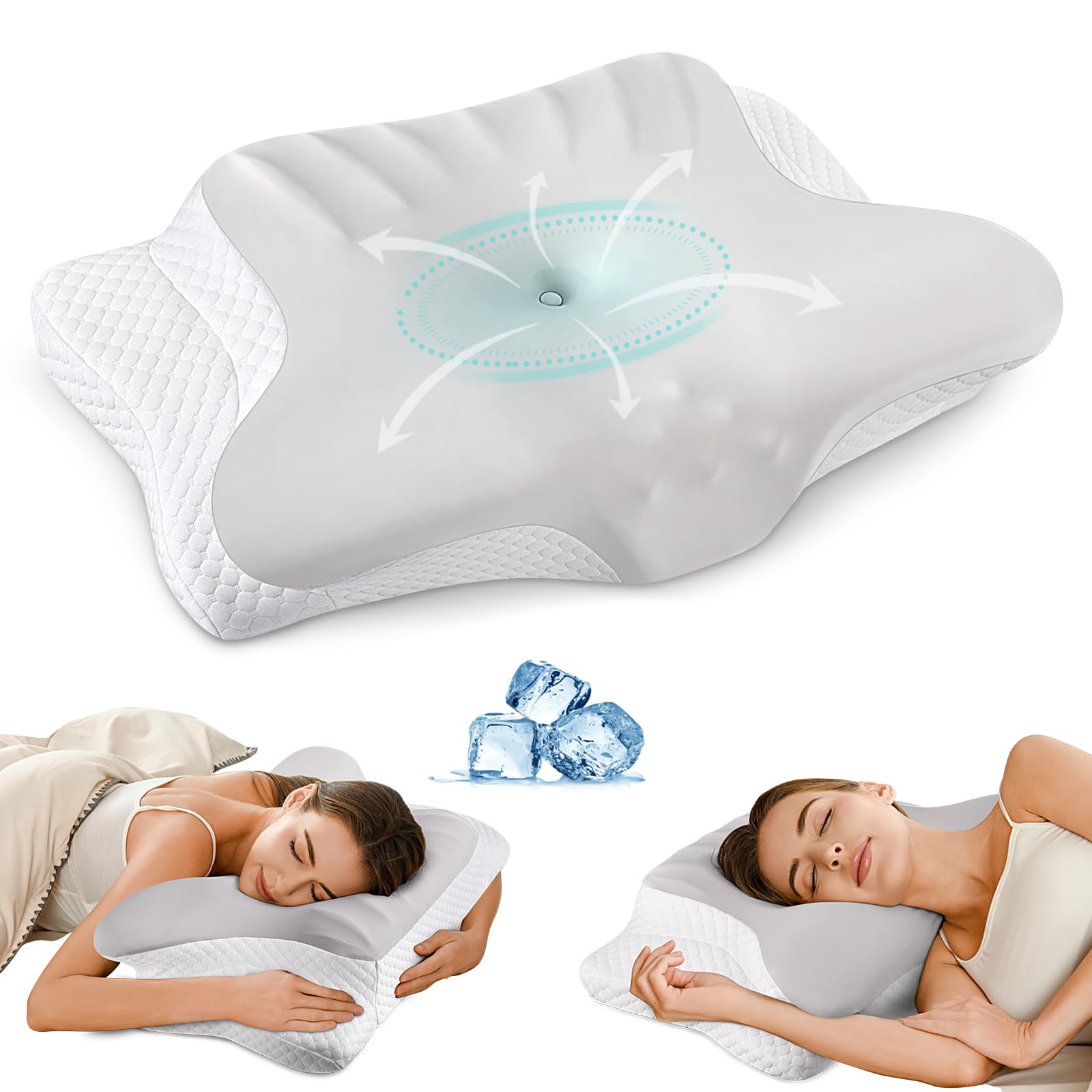 Cervical Neck Pillow for Pain Relief - Ergonomic Memory Foam Pillows for Sleeping