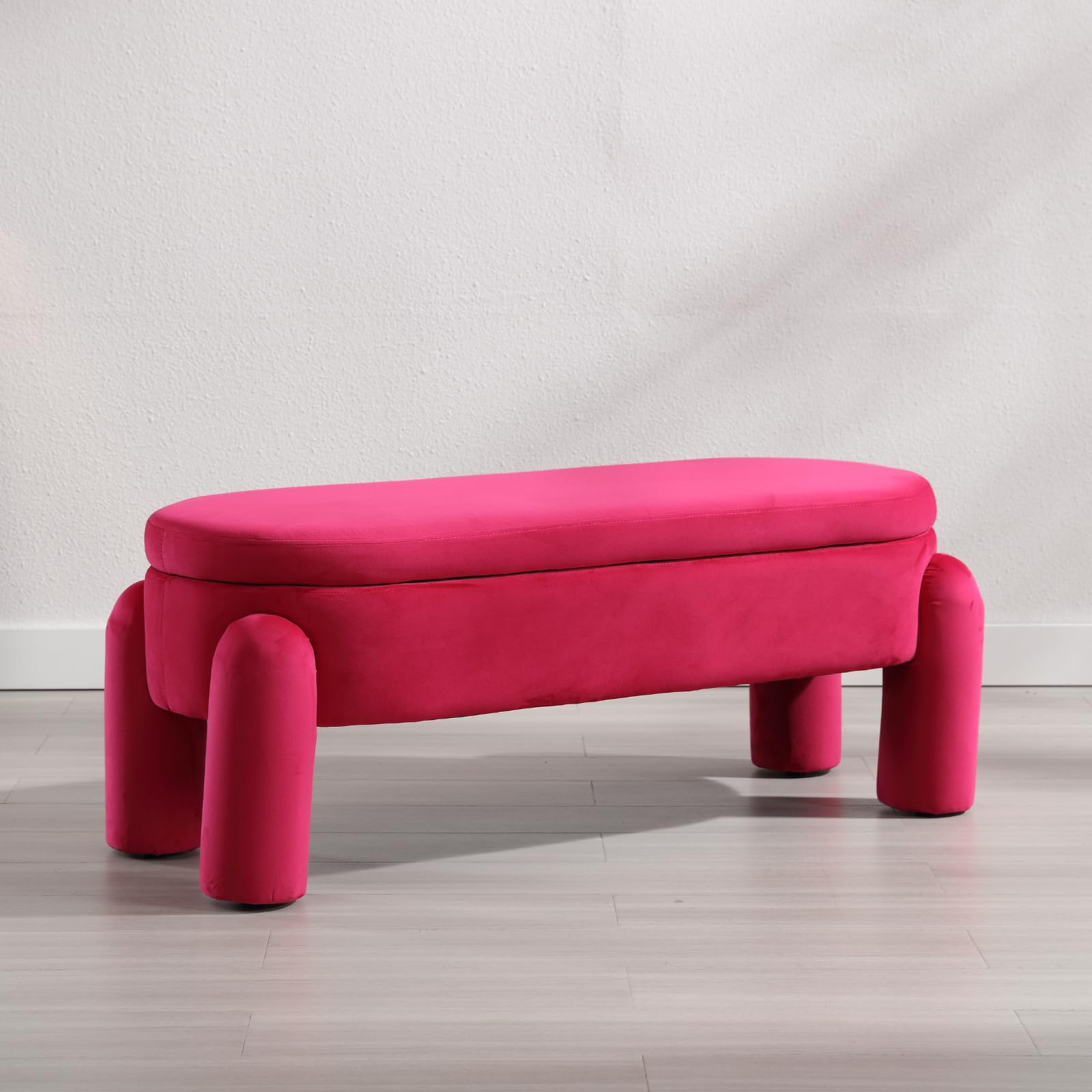 Modern Storage Bench, 44.75 Inches Upholstered Velvet Storage
