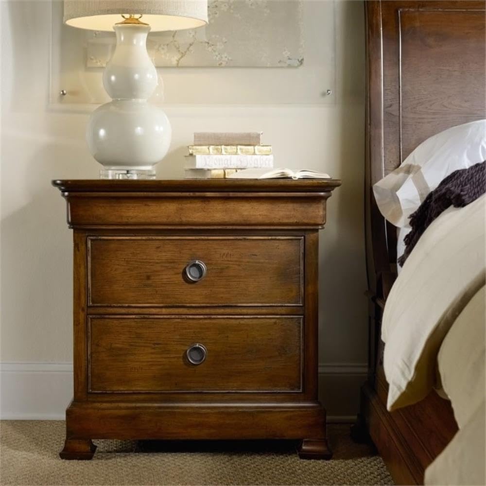 Modern/Contemporary 2 Drawer Nightstand in Pecan