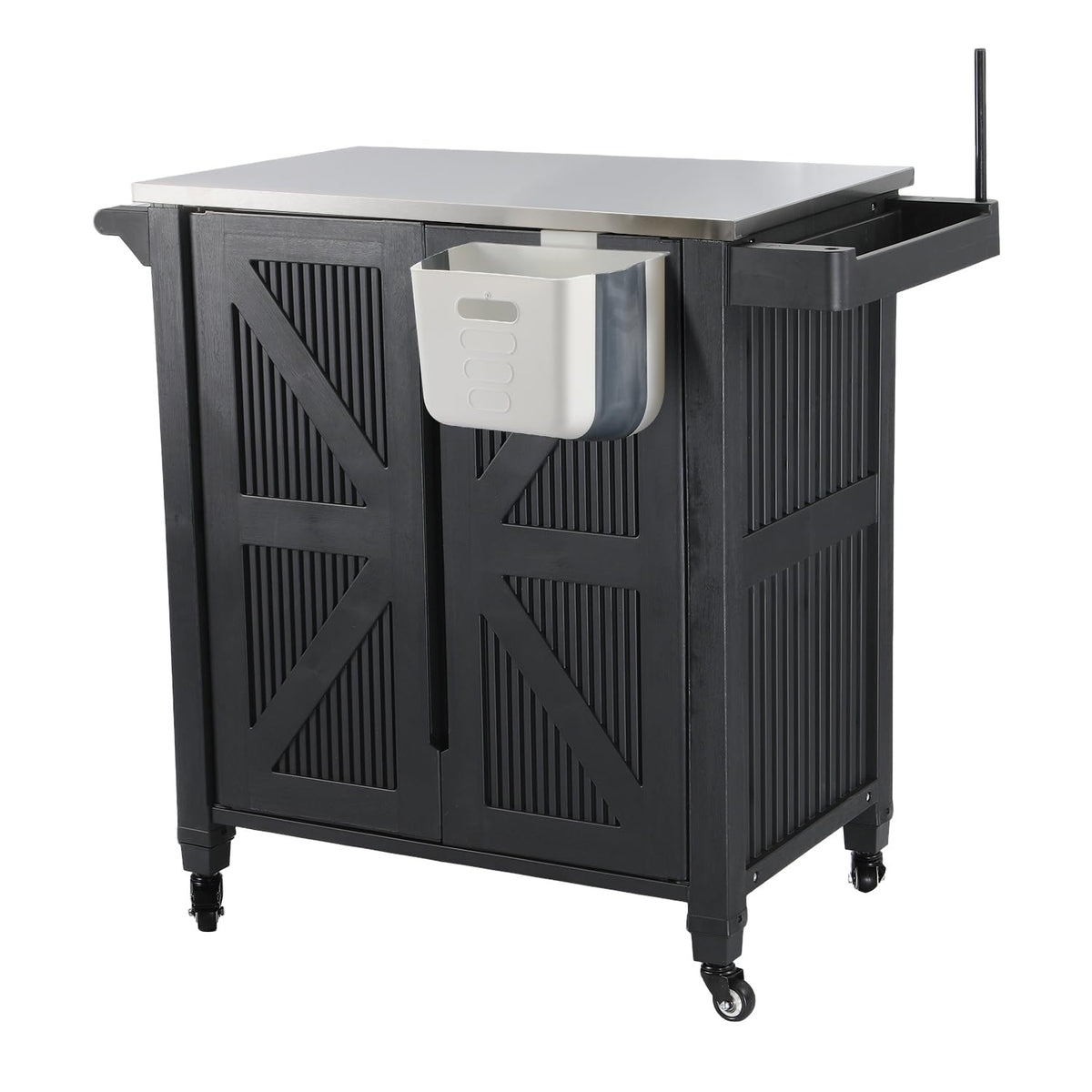 Outdoor Grill Cart with Storage Cabinet & Stainless Steel Top