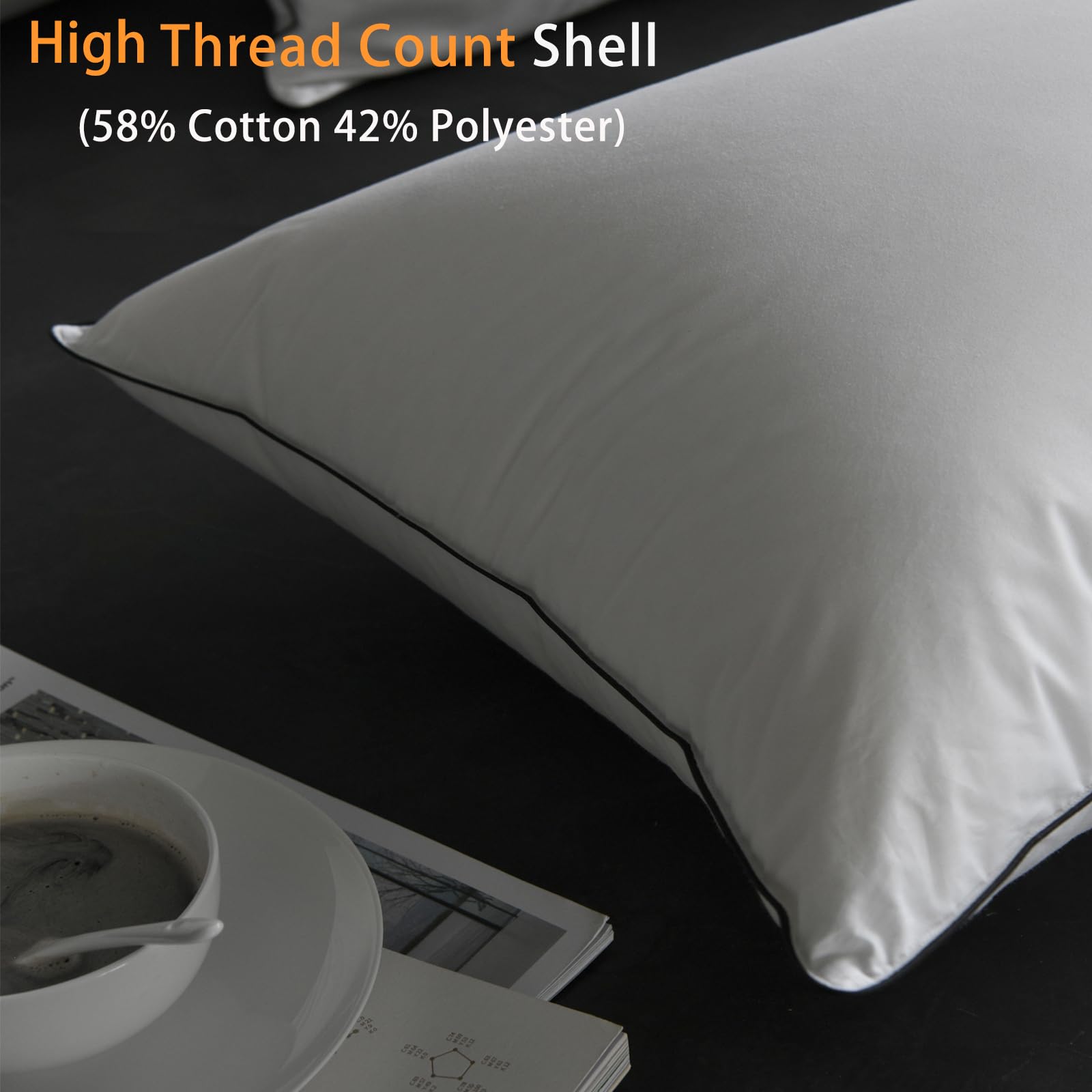 HYVIF Premium White Down Pillow Standard Size - 550+ Fill Power Down Pillows - Hotel Bed Pillows for Back,Side,Stomach Sleepers,(1 Pack,20" x 26")