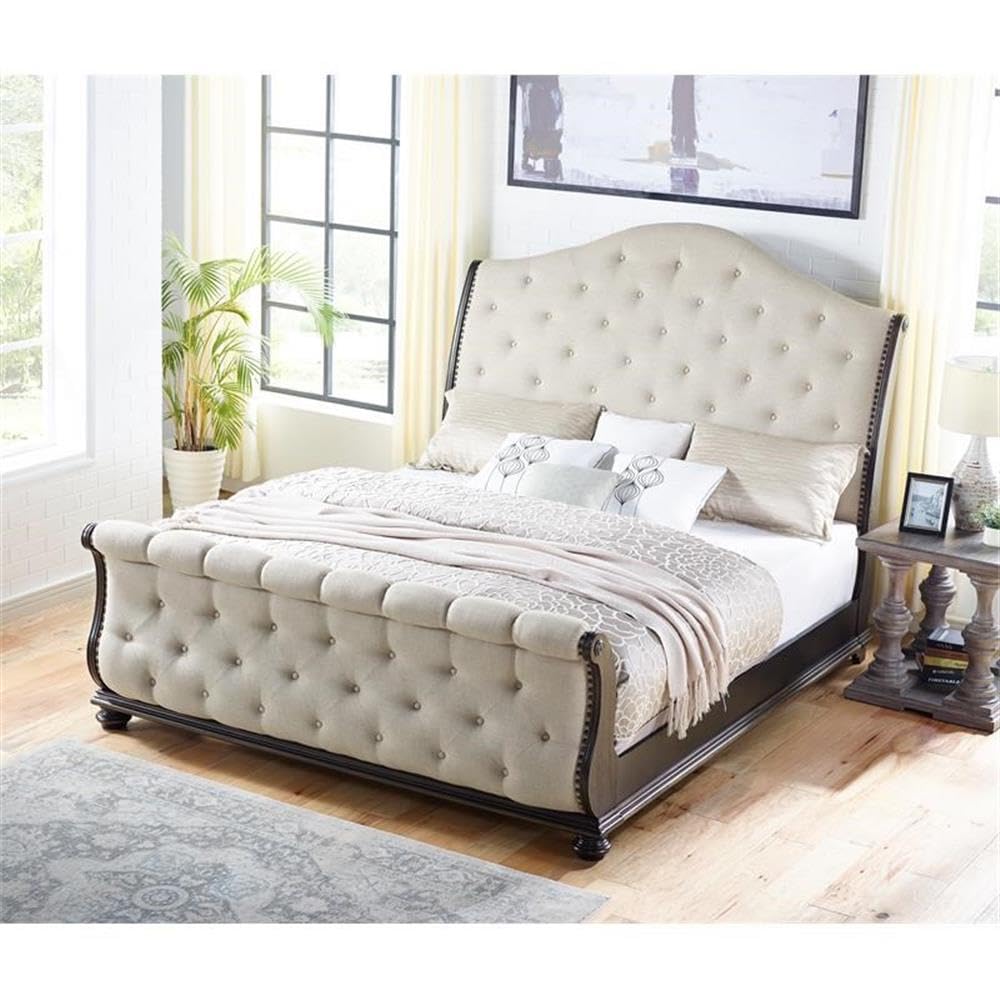 Traditional Multi-Step Molasses King Wood Sleigh Bed