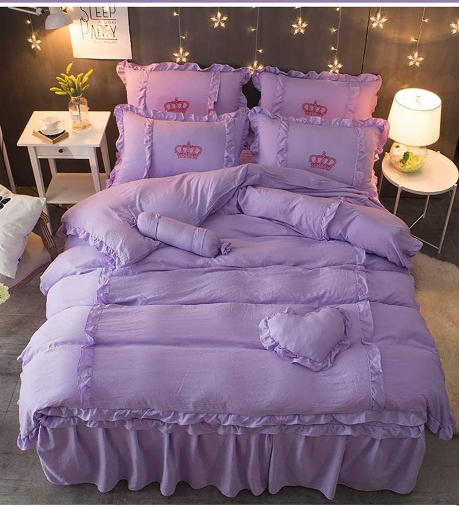 Home Bedding Sets Pillowcase Sets Winter Quilted Bed Skirt Four-Piece Cotton