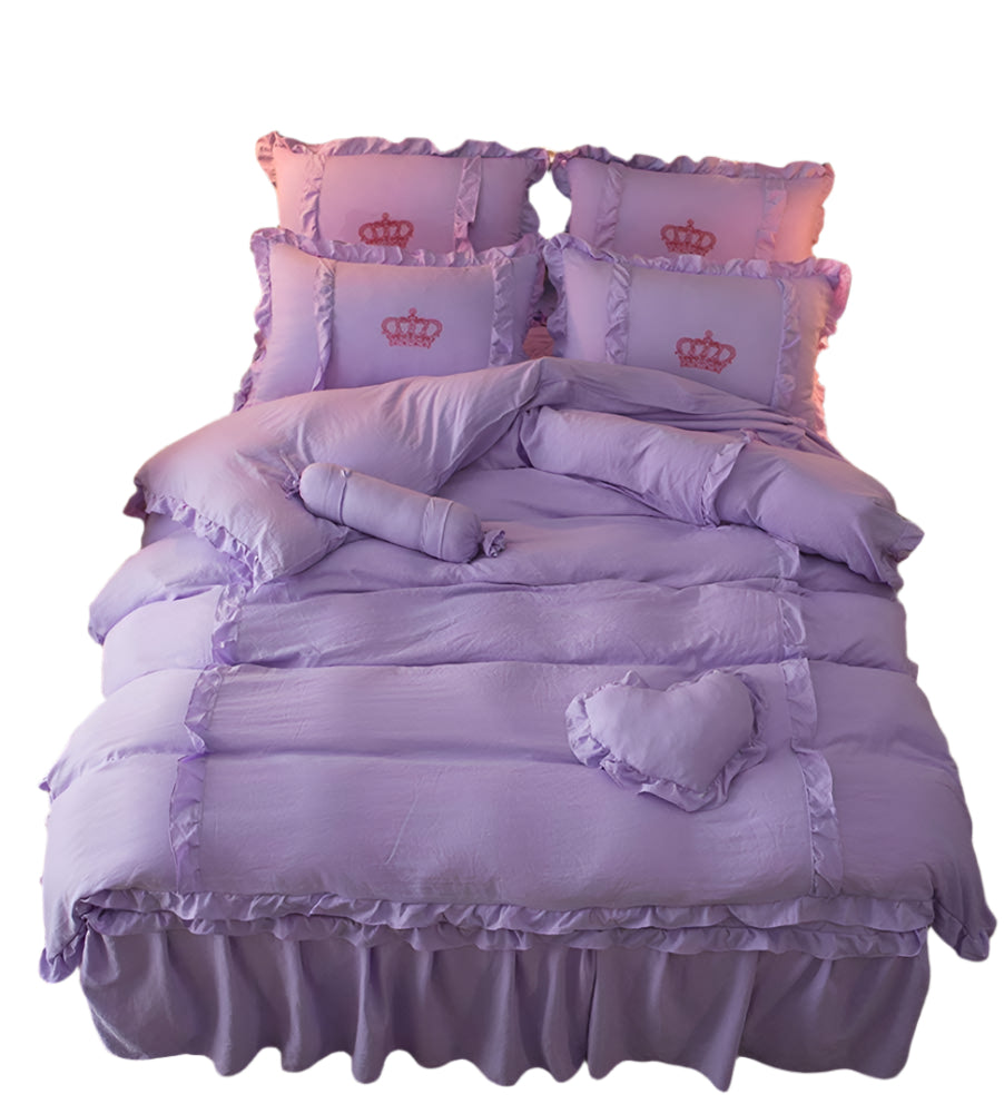 Home Bedding Sets Pillowcase Sets Winter Quilted Bed Skirt Four-Piece Cotton