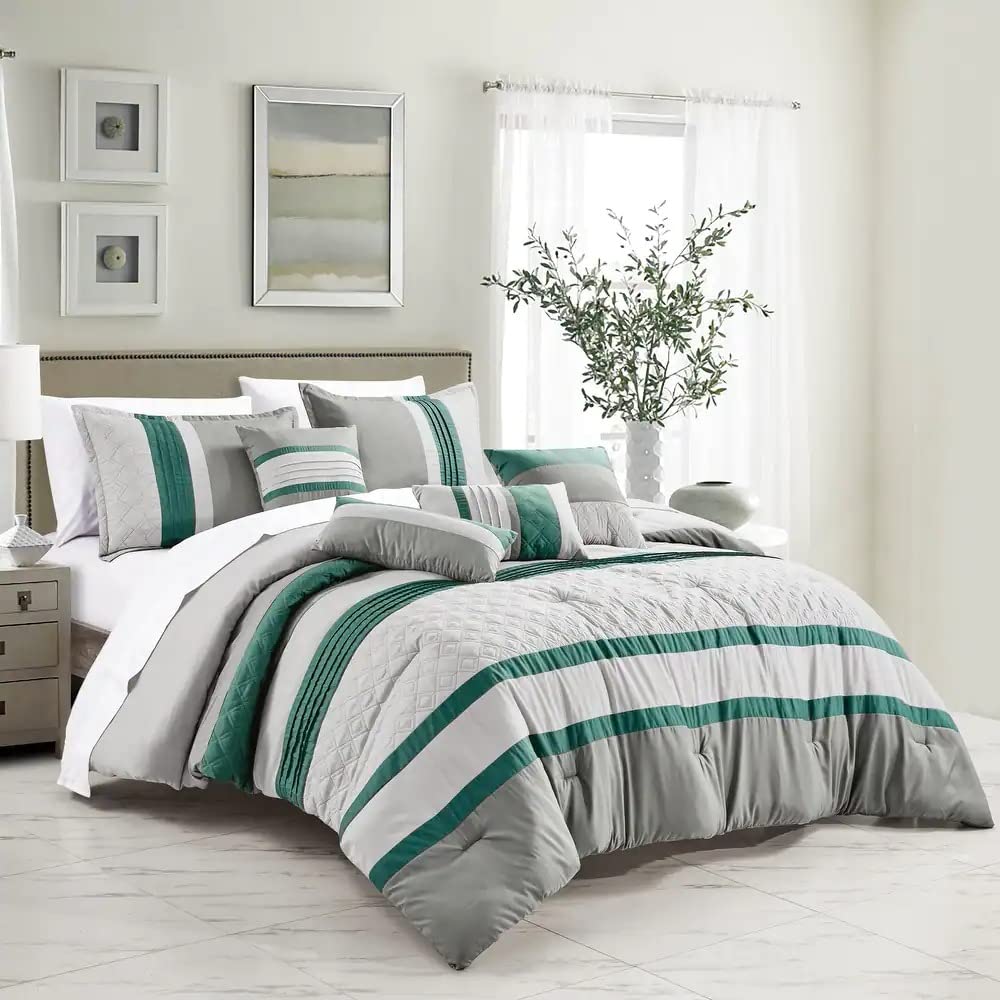 7 Piece Sage Green Comforter King Size Bed In A Bag Oversized Southwesternt
