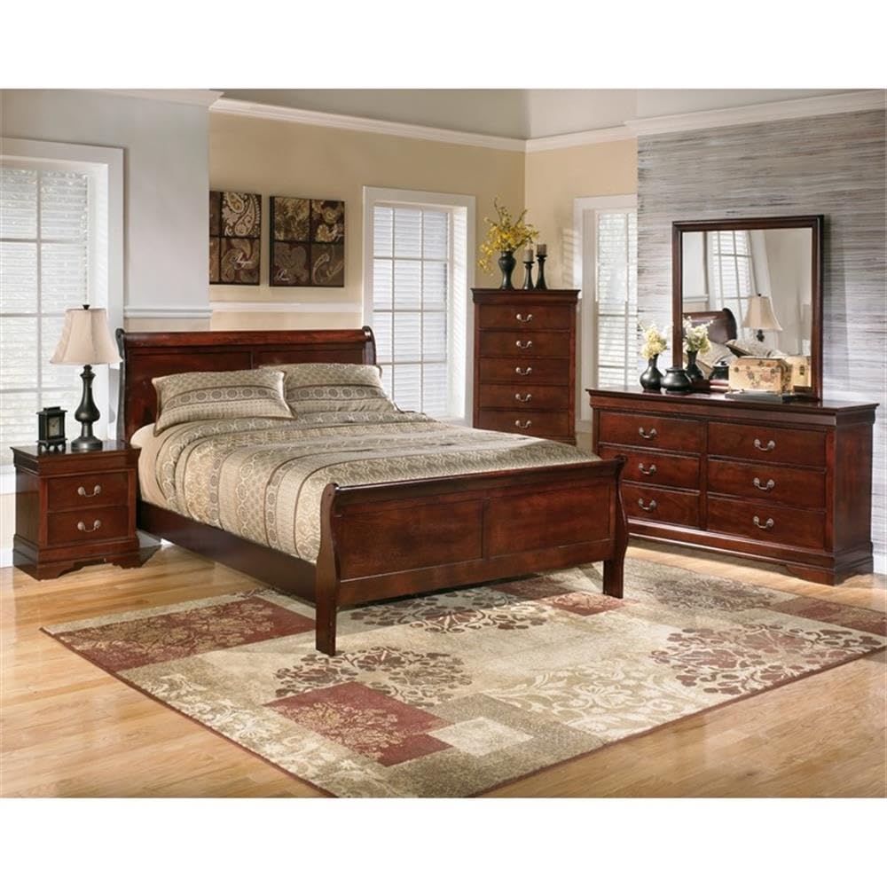 Traditional Sleigh Cal King Bed in Warm Dark Brown