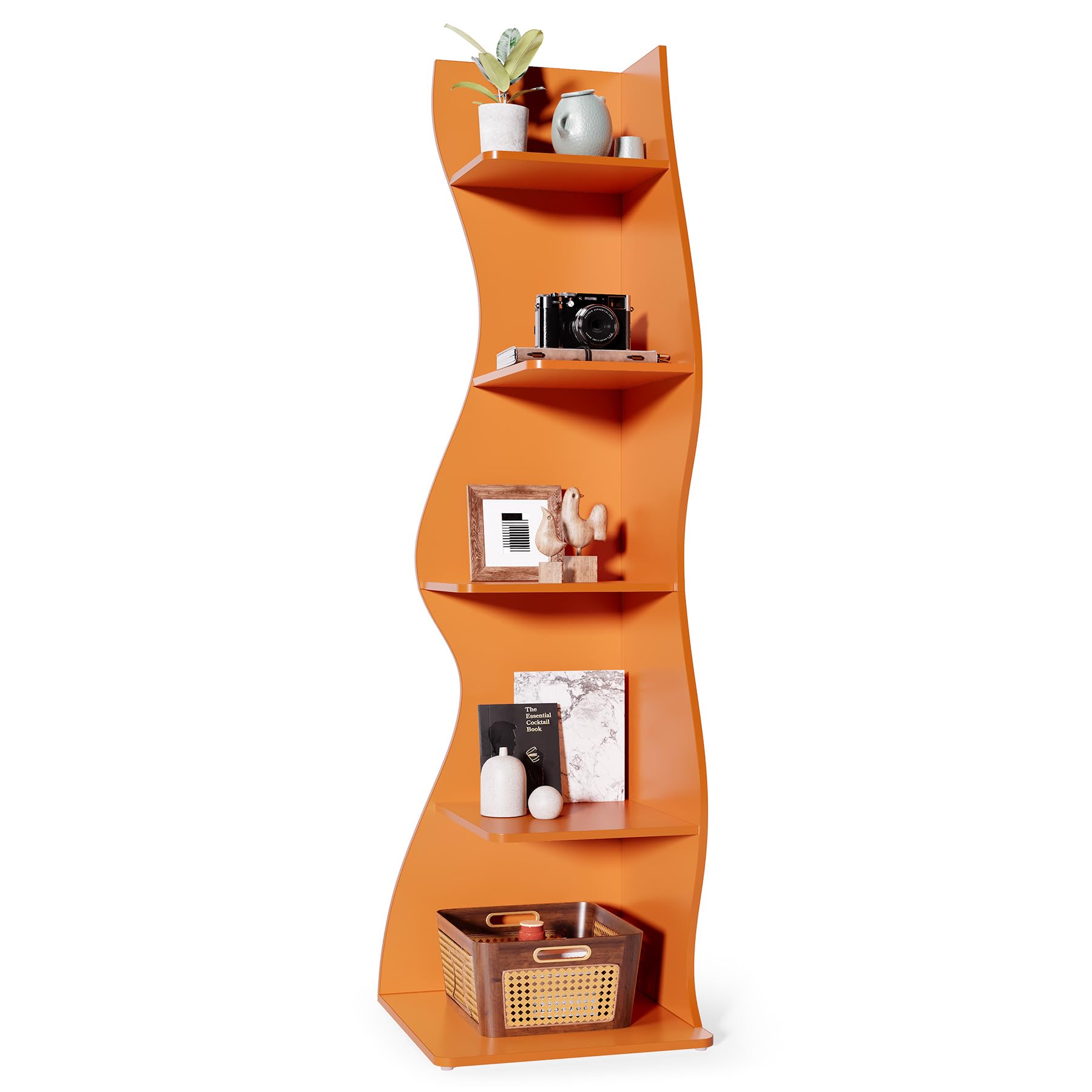 Small Corner Shelf, Modern 5-Tier Wall Corner Bookshelf