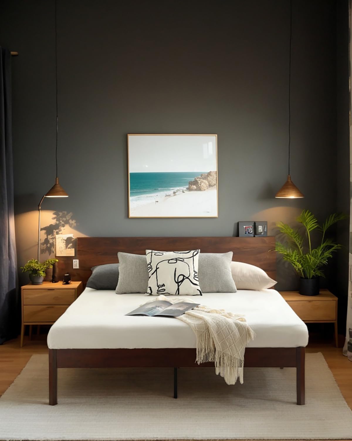 14 inch Sturdy Heavy Duty Wood Bed Frames with Wooden Slats