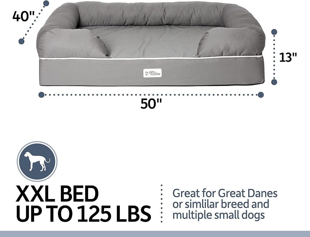 Memory Foam Orthopedic Dog Lounge Bed – Slate Grey
