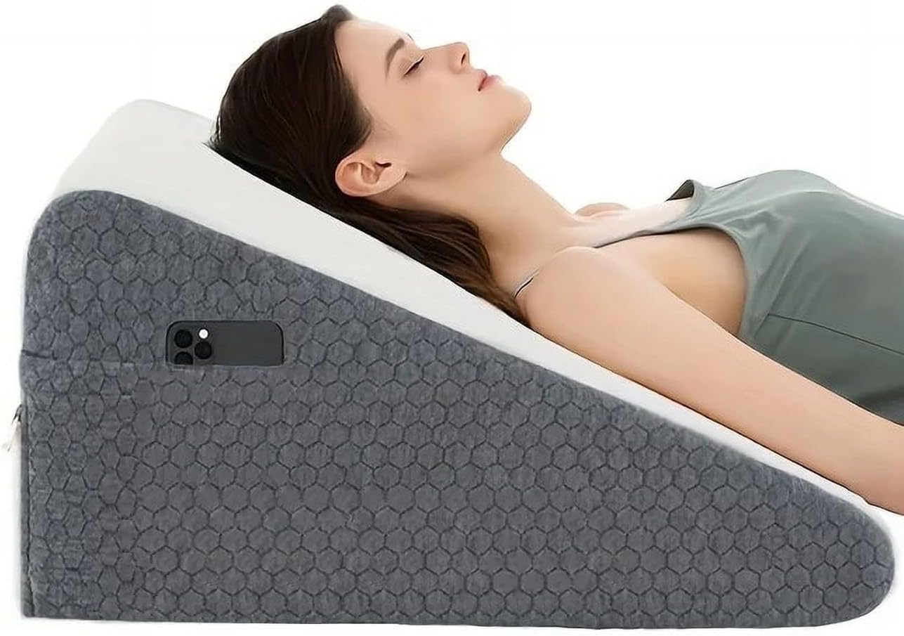 Wedge Pillow for Bed, 24" x 24" x 10.25" Memory Foam Wedge Pillow, Non-Slip Pillowcase