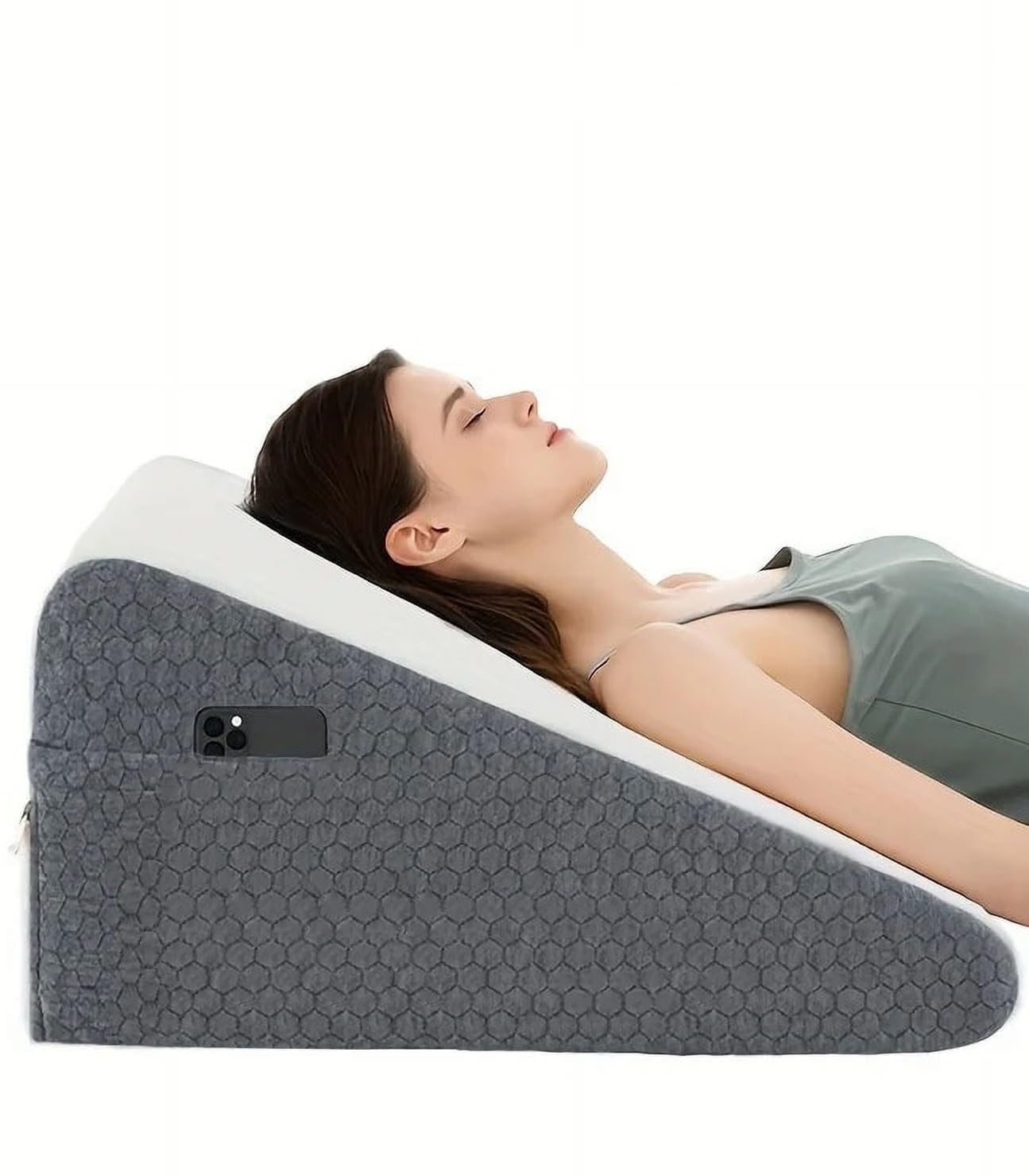 Wedge Pillow for Bed, 24" x 24" x 10.25" Memory Foam Wedge Pillow, Non-Slip Pillowcase