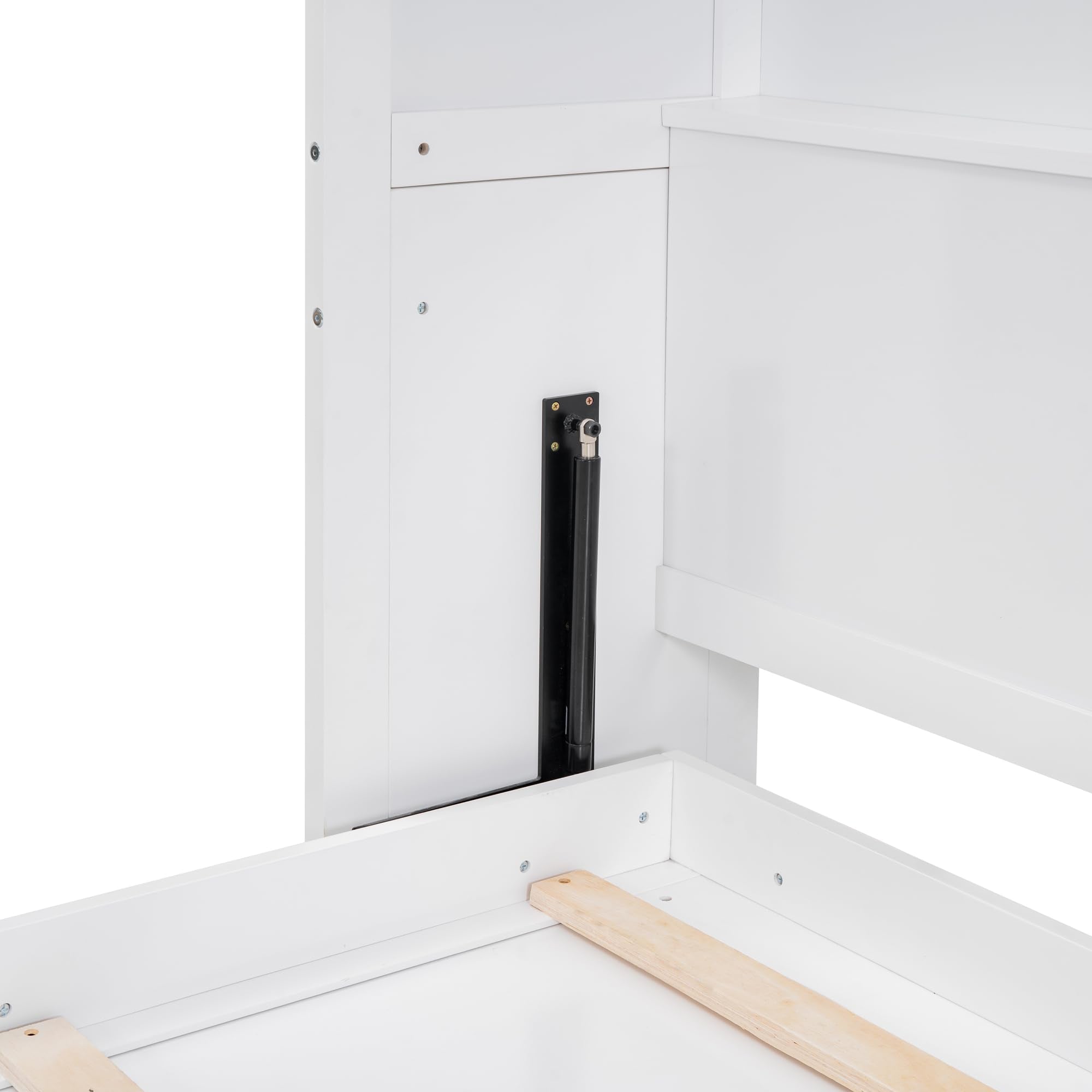 Size Murphy Bed, Wood Queen Murphy Hidden Wall Bed with Shelves