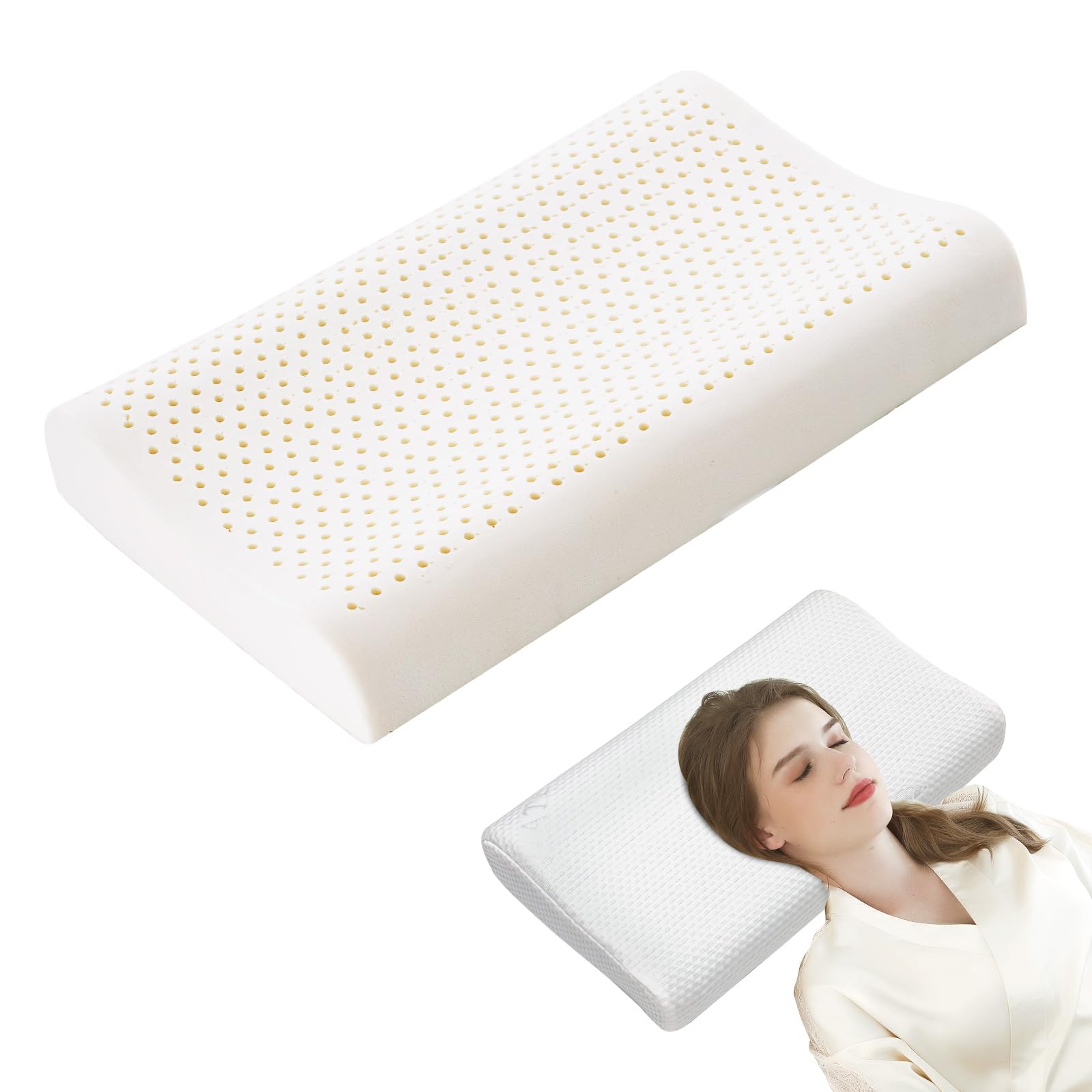 100% Natural Latex Pillow,Soft Latex Pillow with Comfort Pillowcase