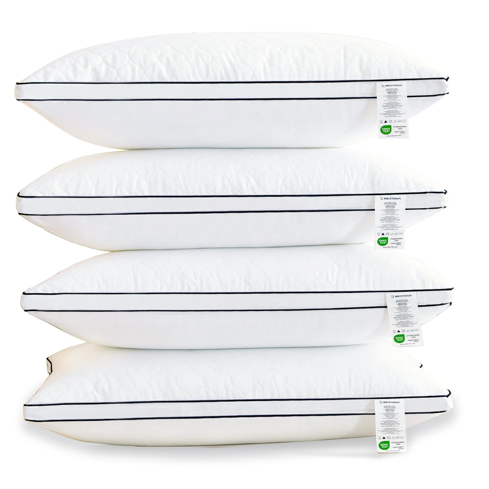 4PCS Quilted Reversible Bed Pillow for Sleeping, Luxury Hotel Quality
