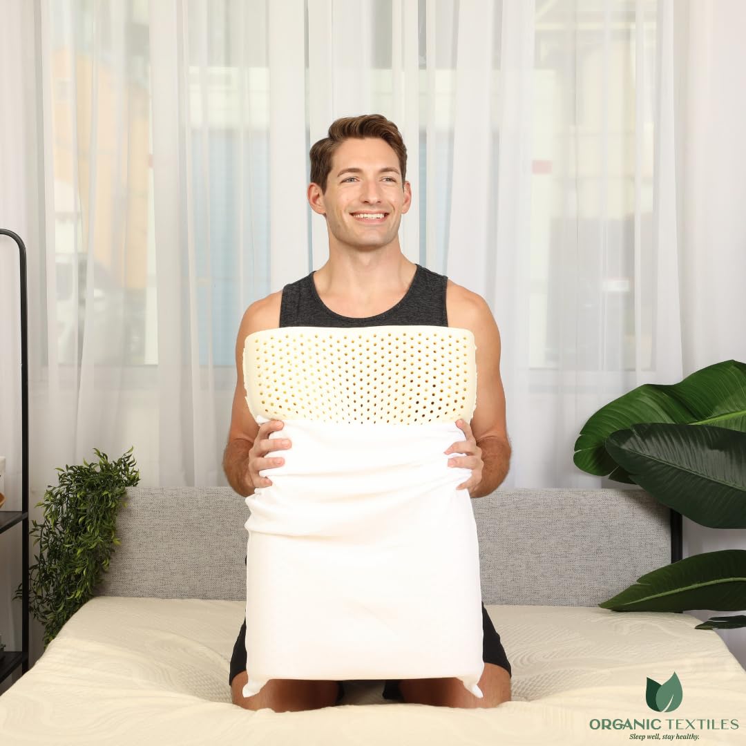 Low Loft Latex Pillow with Organic Cotton Cover (Standard Size, Soft)
