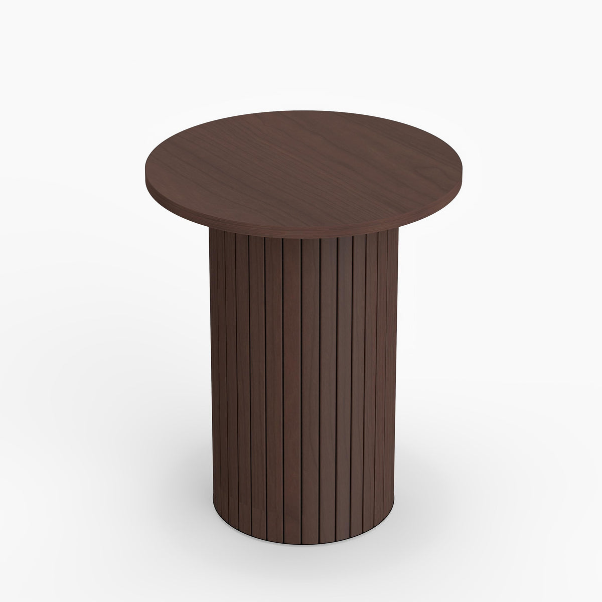 15.5" Round Fluted Tambour Drum Side Table – Brown