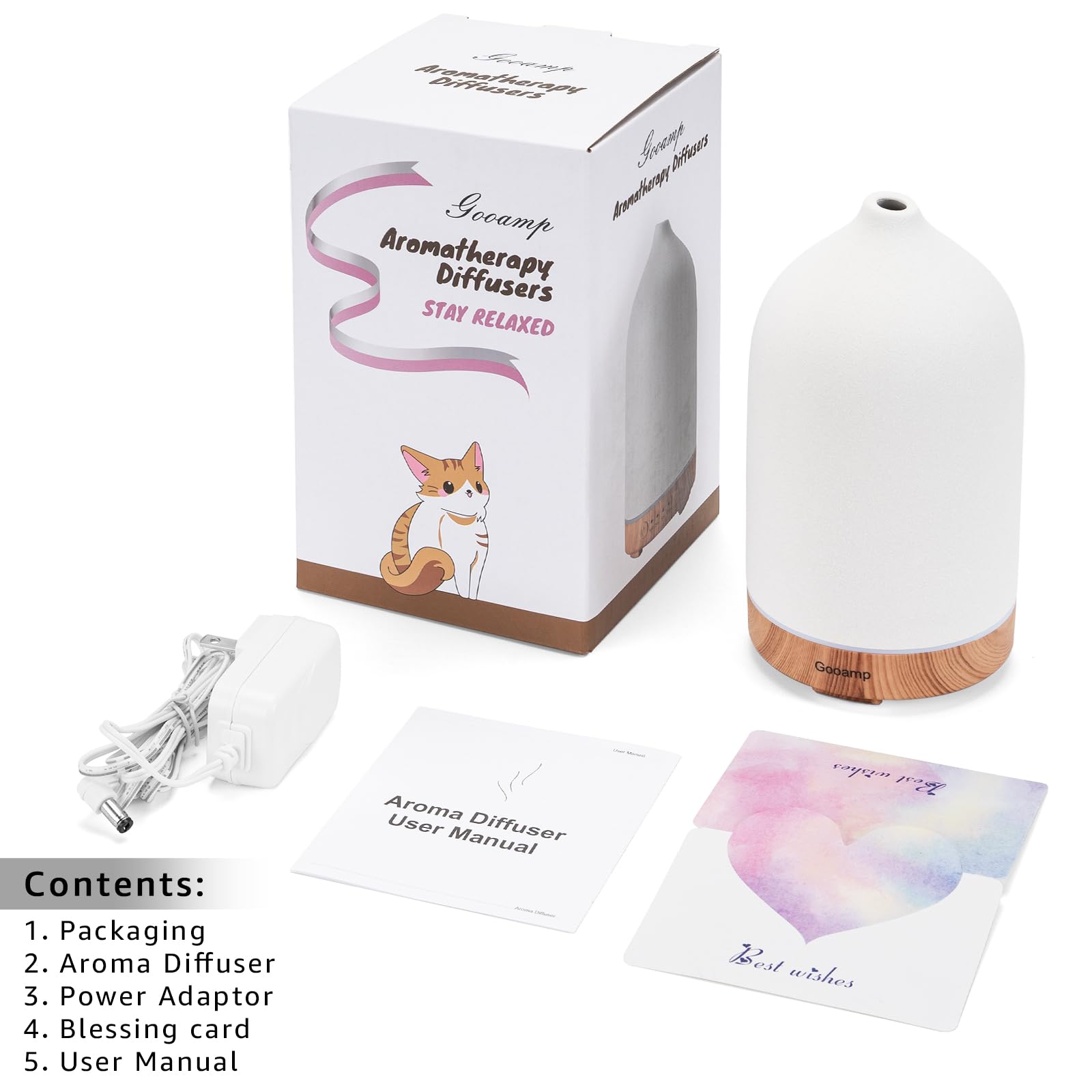 Ceramic Essential Oil Diffuser - Ultrasonic Aromatherapy & Humidifier