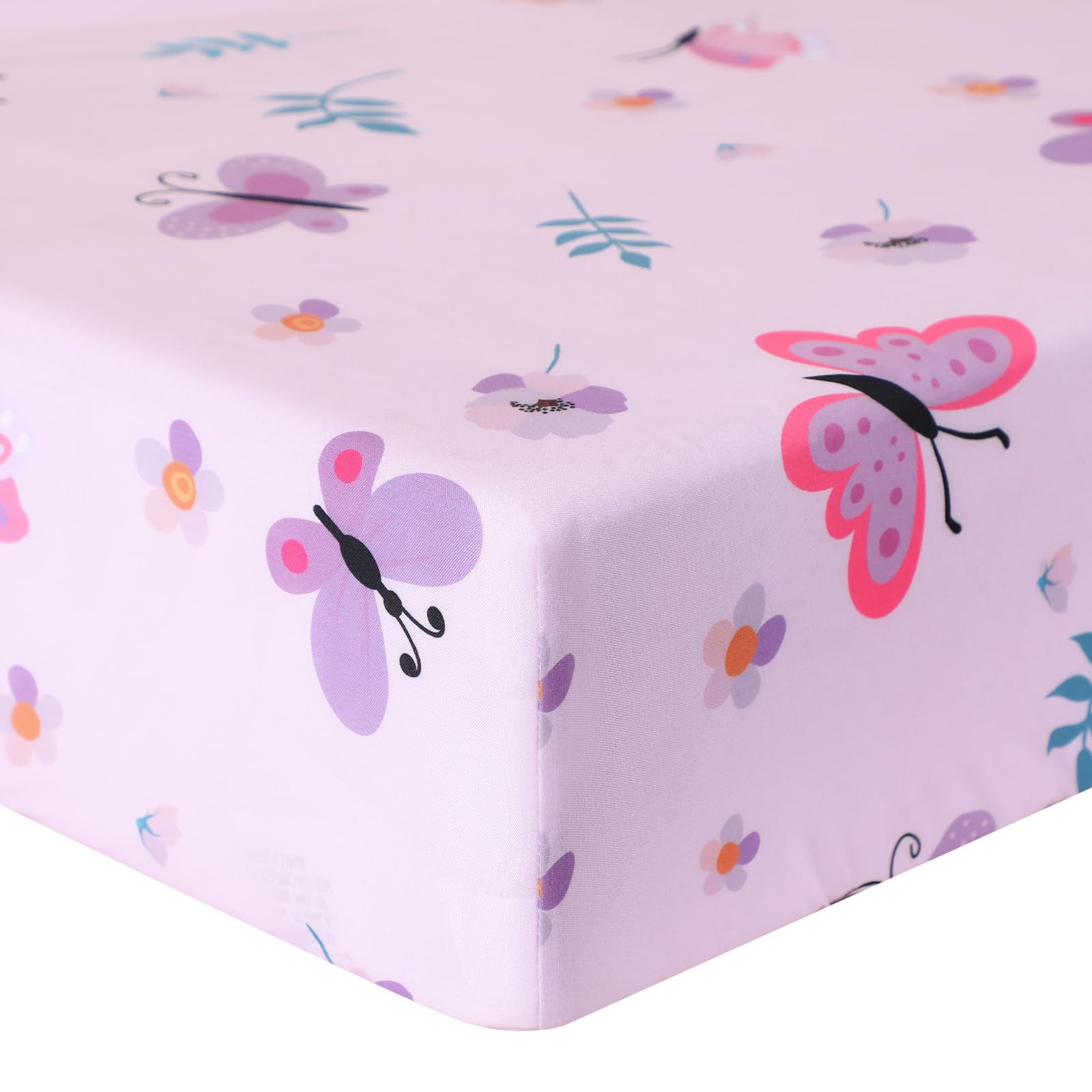 3 Pieces Butterfly Nursery Crib Bedding Set for Girls, Standard Size Bedding Sets