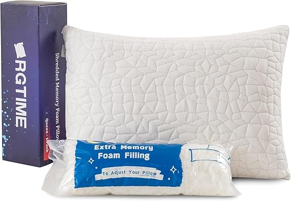 Memory Foam Pillows - Queen Size Set of 2,Adjustable Bed Pillows for Side Back