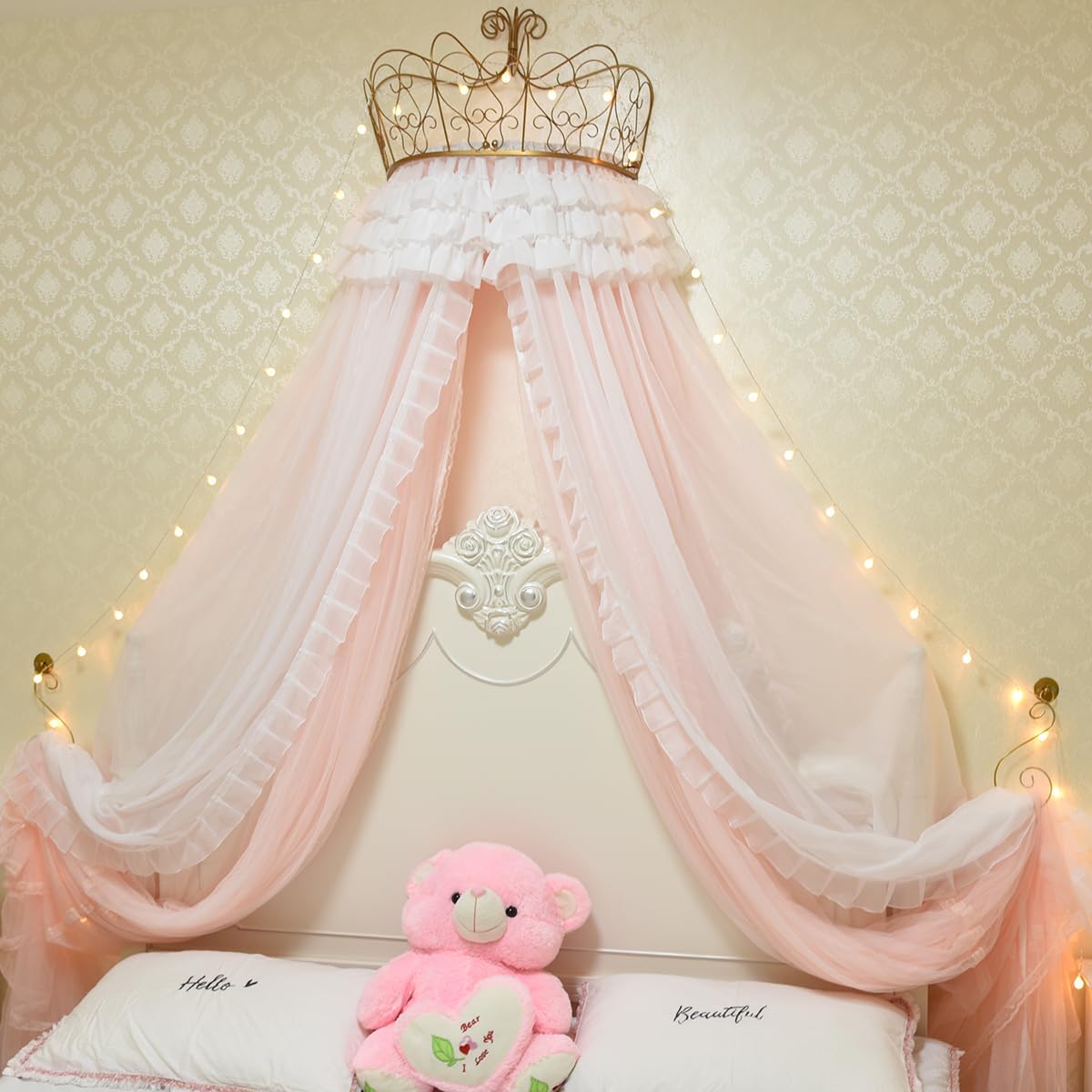 Girl Bed Curtain Princess Crown Mosquito Netting Children Room Decor Bedside
