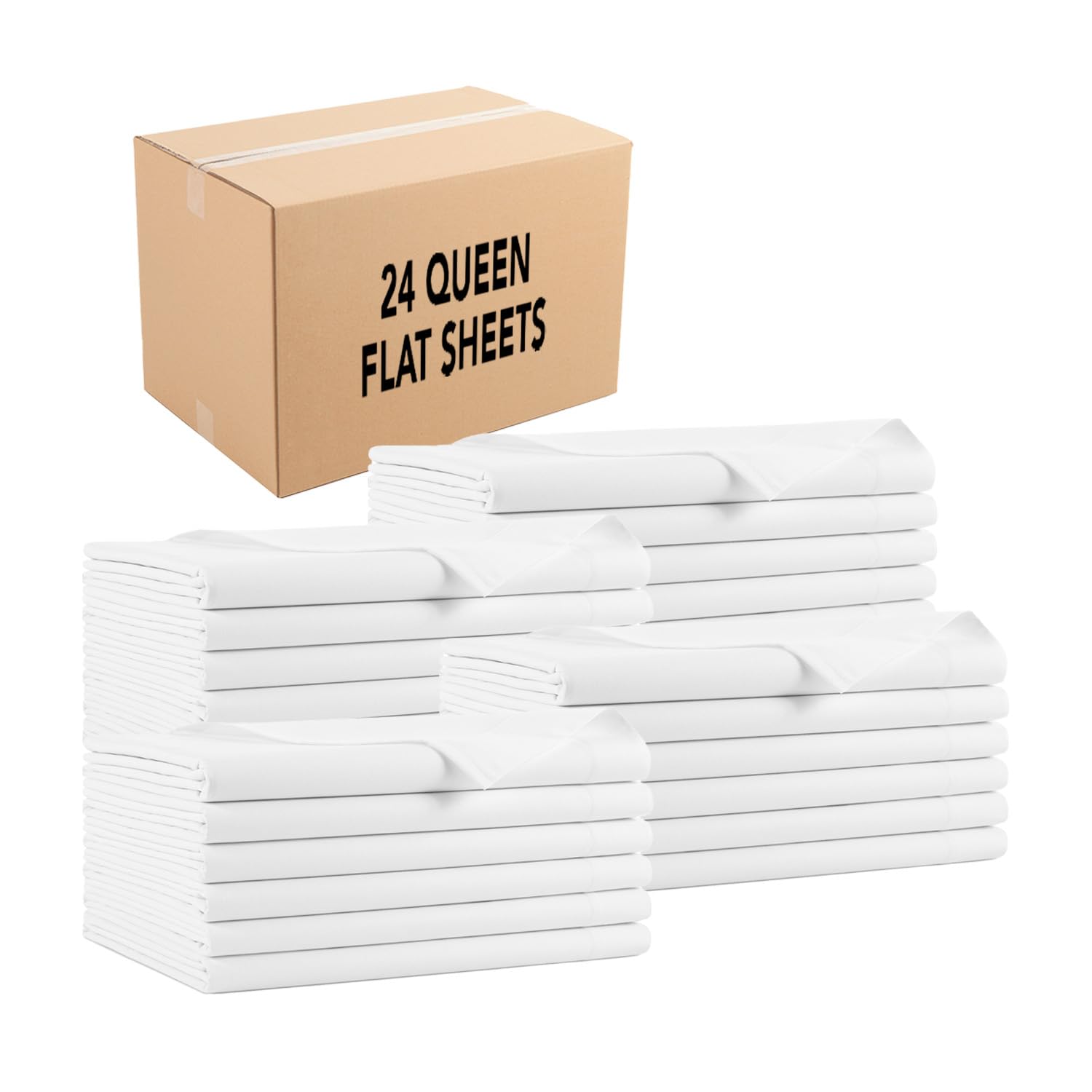 Twin Flat Bed Sheets - Case of 24 - Soft Hypoallergenic Cotton Blend Top